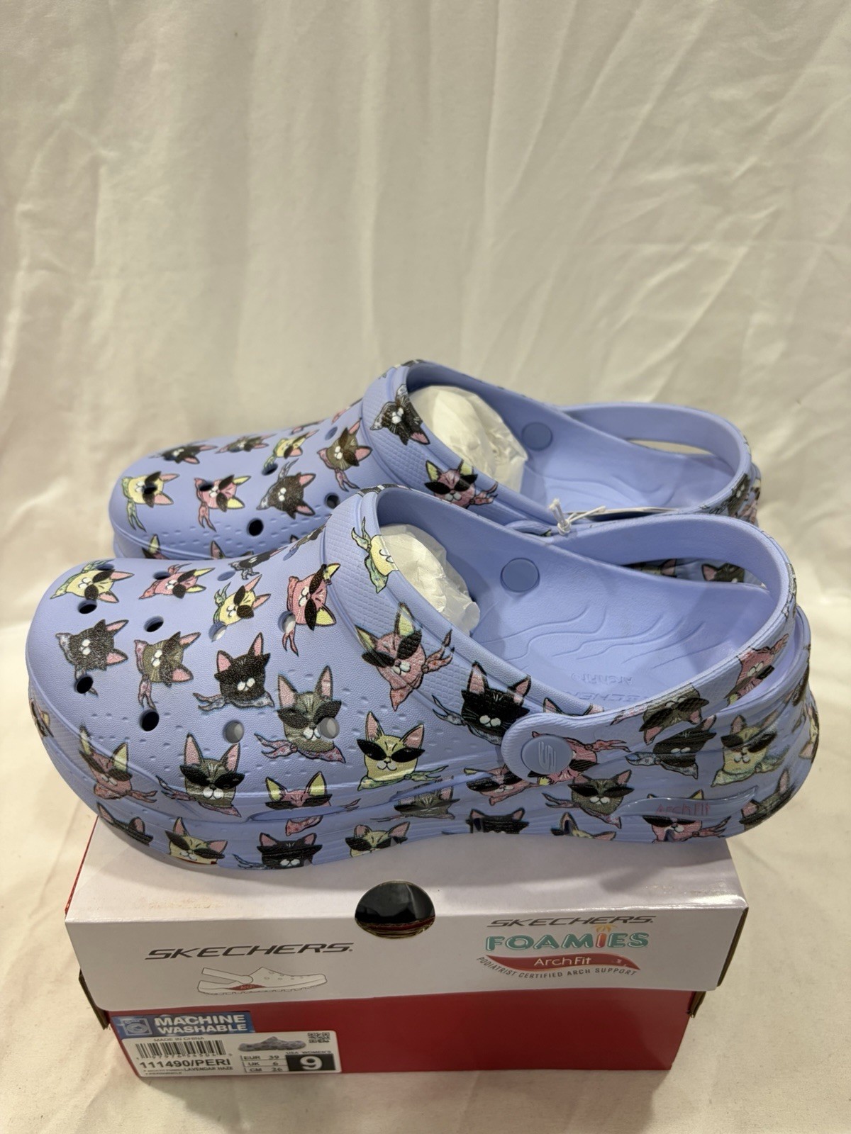 Skechers Womens Foamies Arch Fit Windy Kitty, Periwinkle, Size 9 M