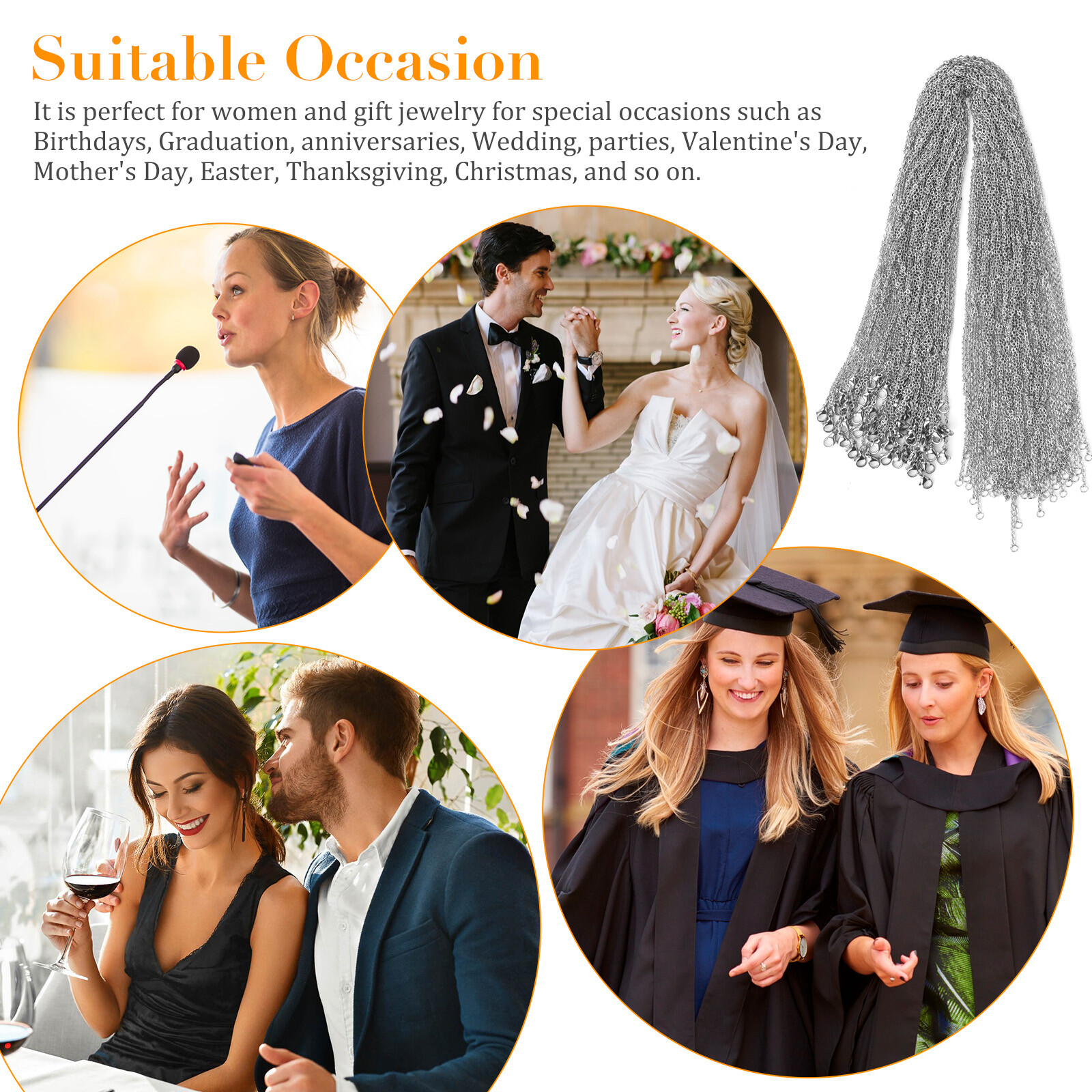 50pcs/lot Stainless Steel Silver Tone Chain Necklace for DIY Jewelry Making Gift