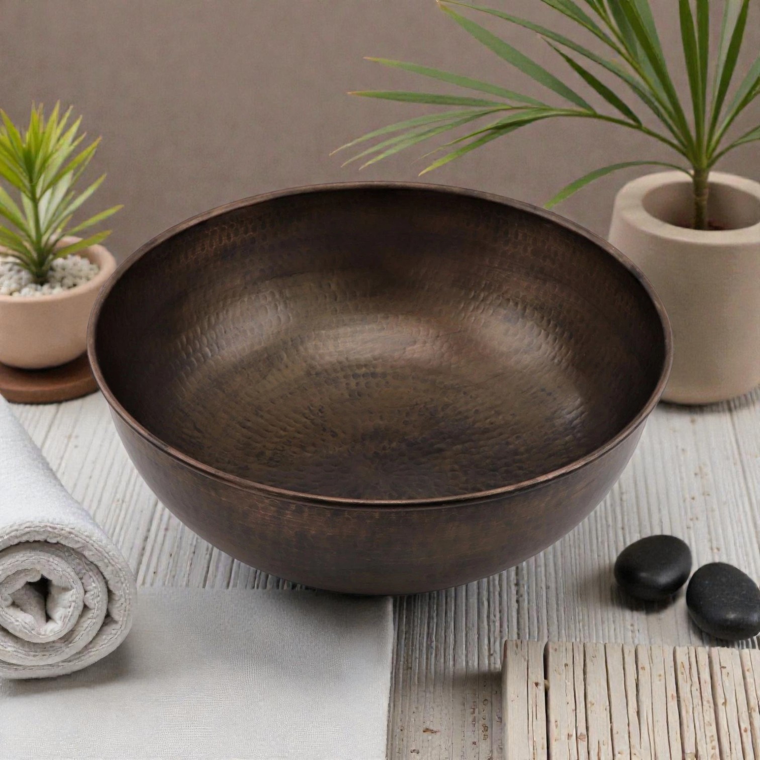 Handmade Copper Pedicure Bowl – Copper Foot Bath Bowl – Handhammered Spa Basin