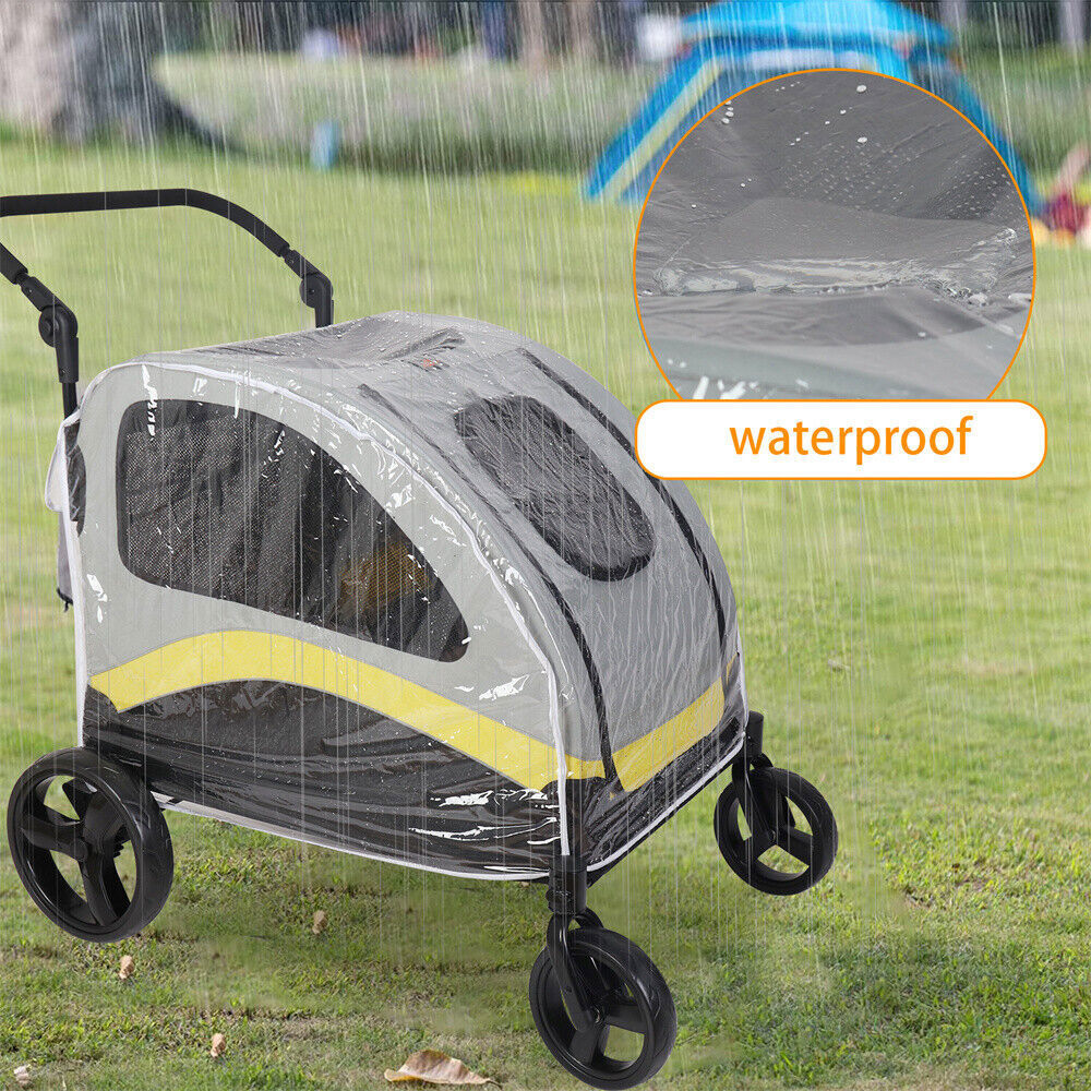 4-Size Foldable Dog Stroller Pet Jogger Wagon Cart w/Shock Absorber&Safety Leash