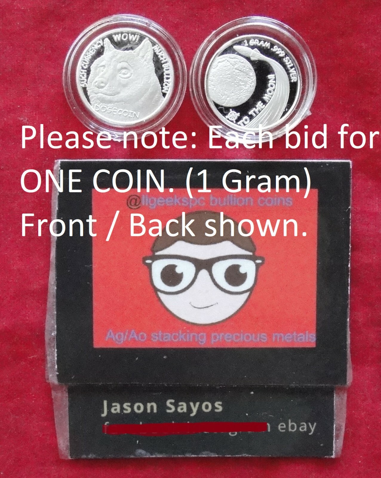 One (1)-1 gram .999 Pure Silver Mini DOGECOIN Dept of Gov't Efficiency D.O.G.E.