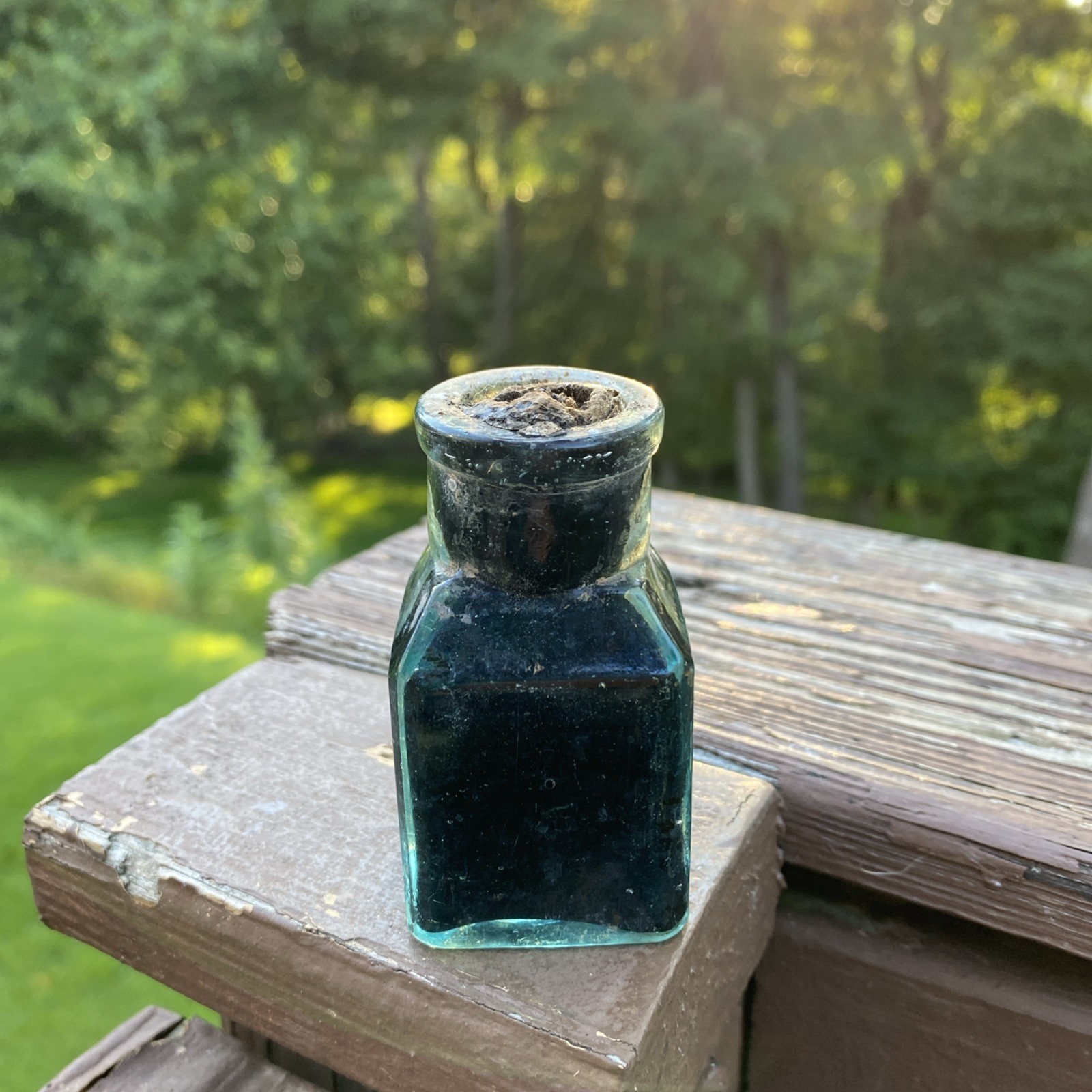 Small Aqua Cathedral Style Bottle Possibly An Ink Or Mucilage