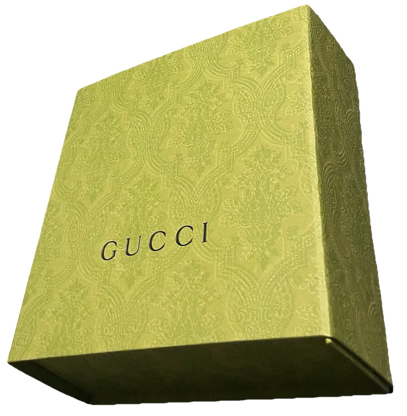 AUTHENTIC GUCCI - Green Brocade Magnetic Flap Gift Box - Used - 7.5 x 7.5 x 3"