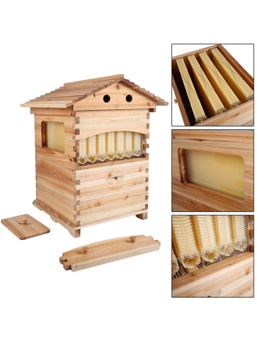 7 x Auto Beehive Frames Bee Hive + Beekeeping Hive Cedarwood Brood Box Super Box