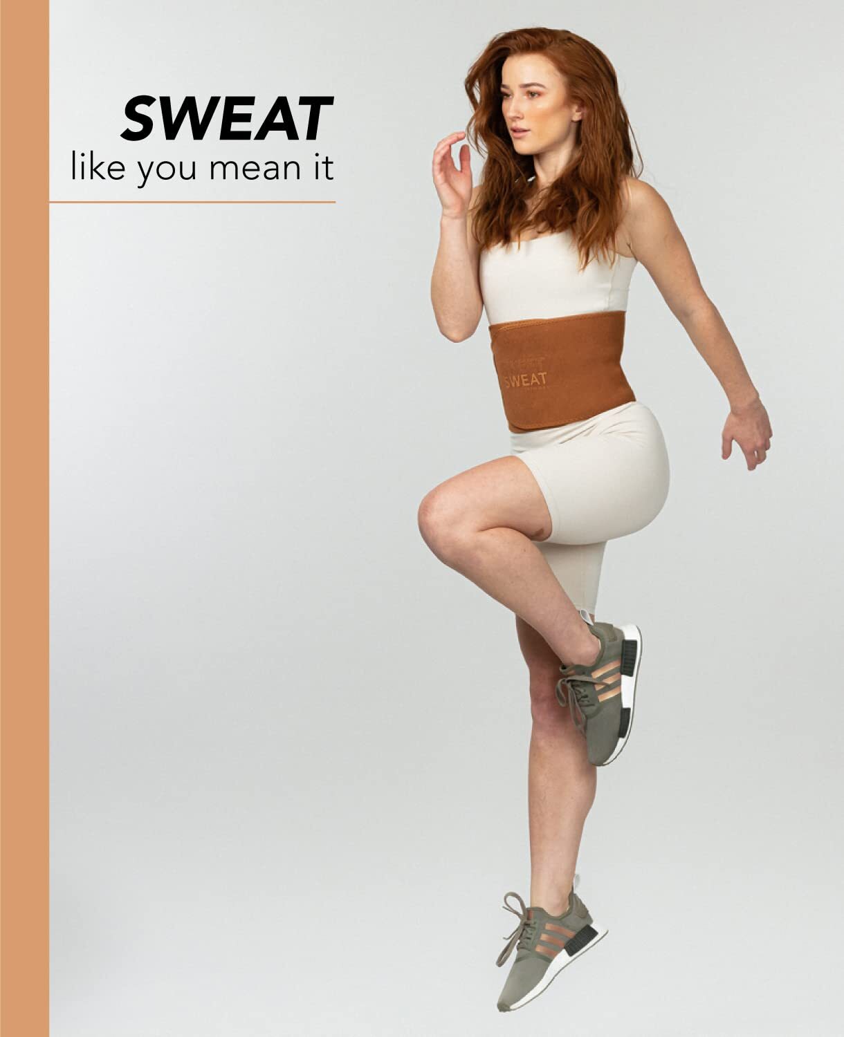 Sweet Sweat Waist Trimmer - Toned Clay Medium (41 x 8in) - Wash Bag Included