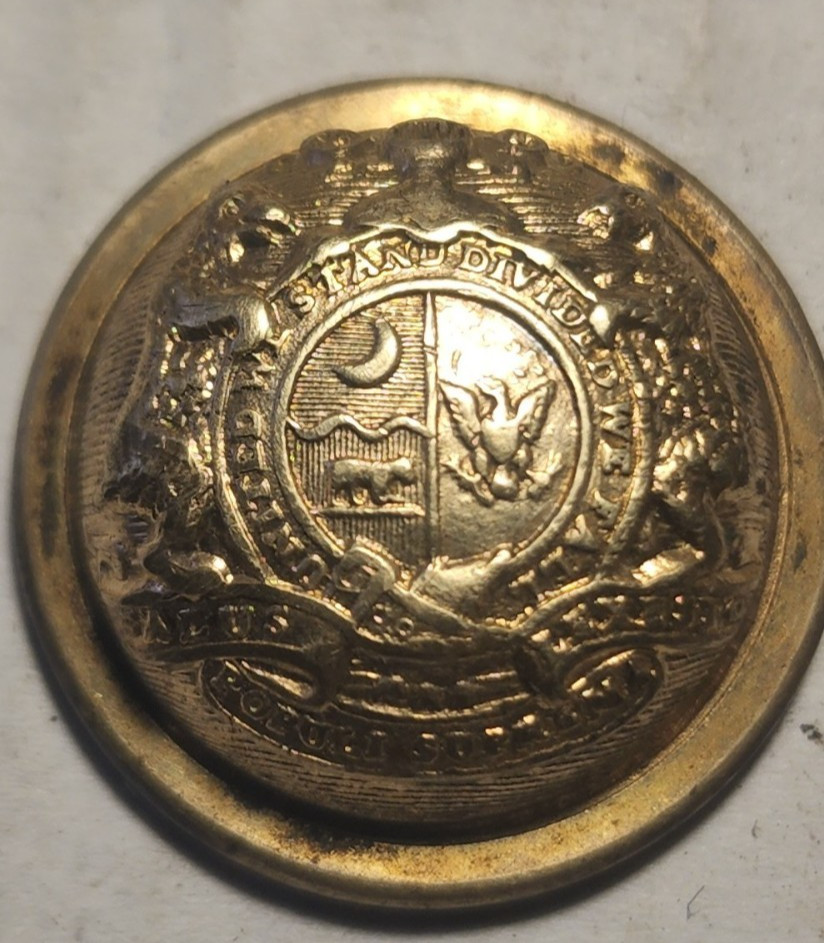CONFEDERATE MISSOURI CIVIL WAR OFFICERS COAT BUTTON ~ SCOVILL MF'G CO WATERBURY