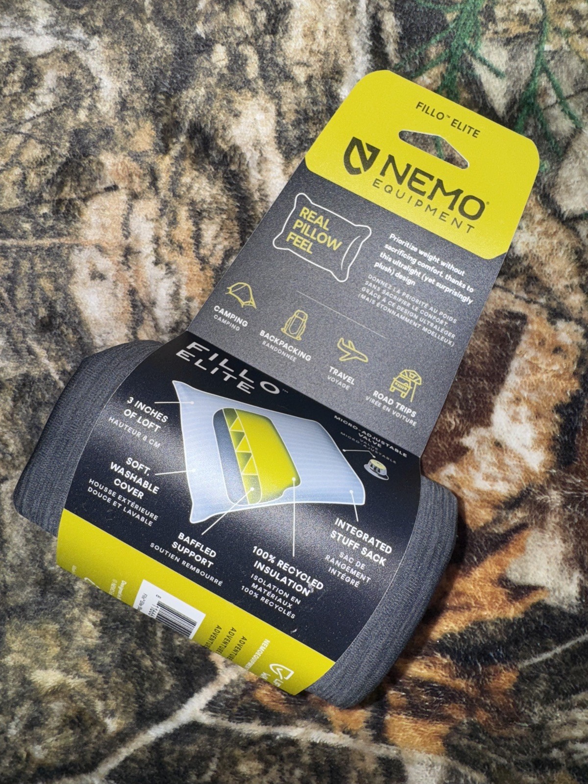 Nemo Equipment FILLO ELITE ULTRALIGHT BACKPACKING PILLOW Brand New