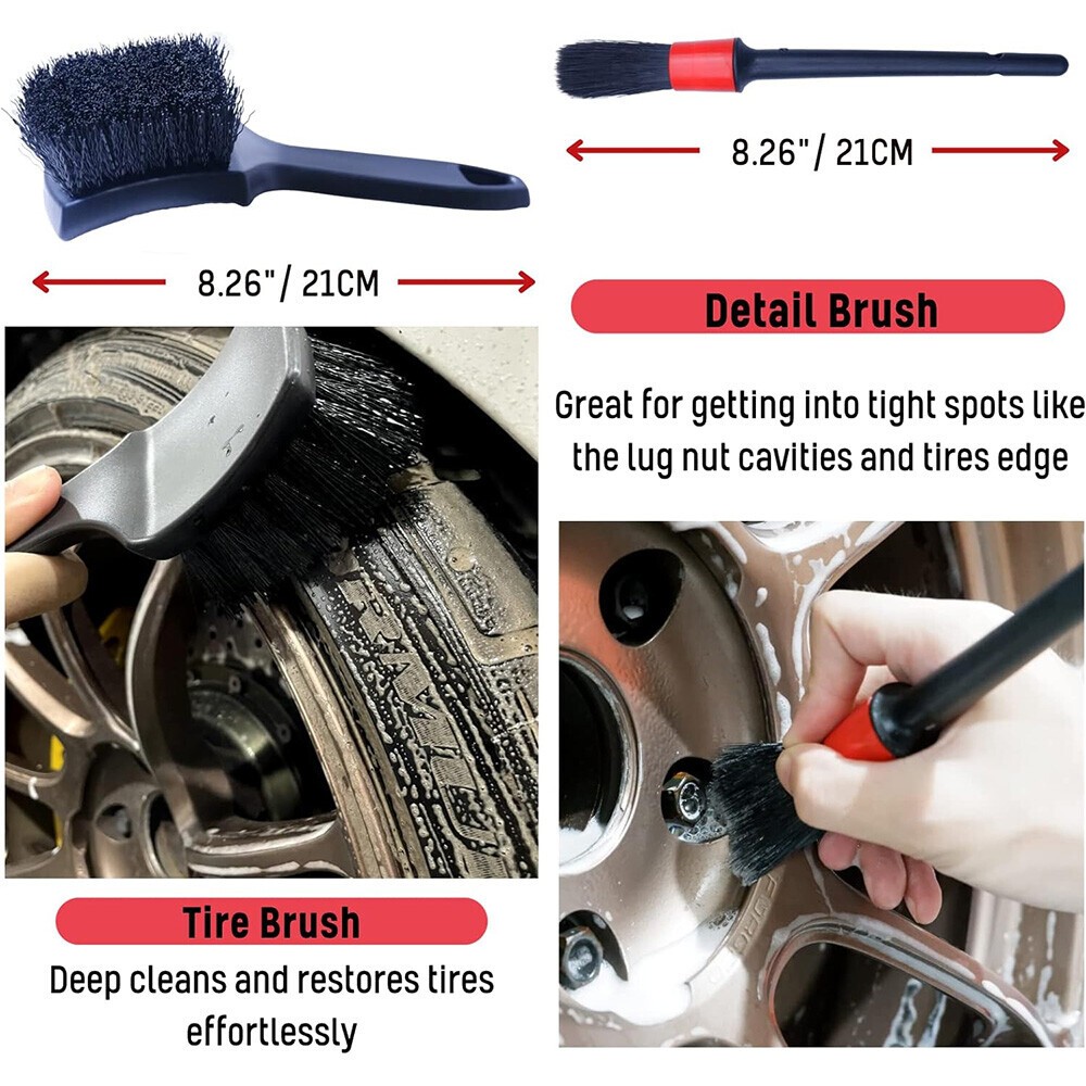 4PCS Car Wheel Brush Rims Tire Seat Engine Wash Cleaning Kit Auto Detailing Tool