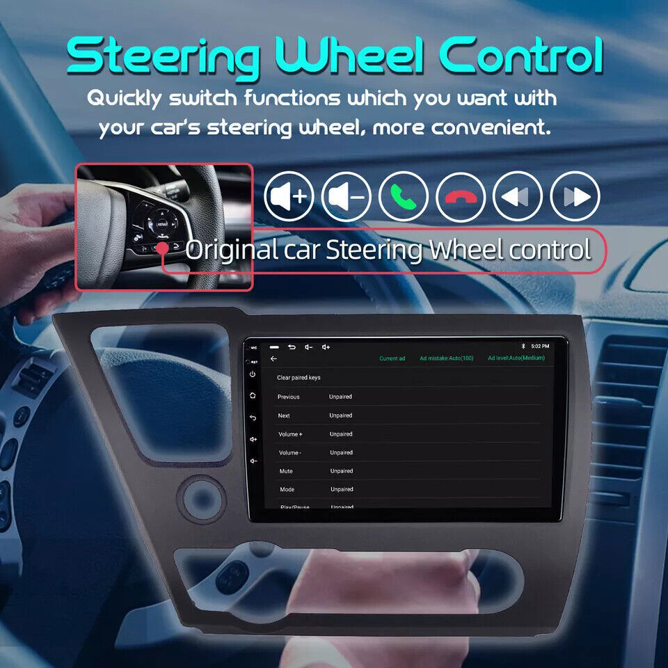 Android 13.0 Apple Carplay Car Radio Stereo GPS 4+64GB For Honda Civic 2013-2015