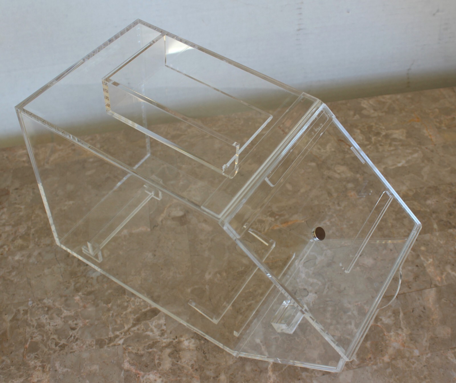 Acrylic Storage Bin Container w/Hinged Lid for use with candy gondola