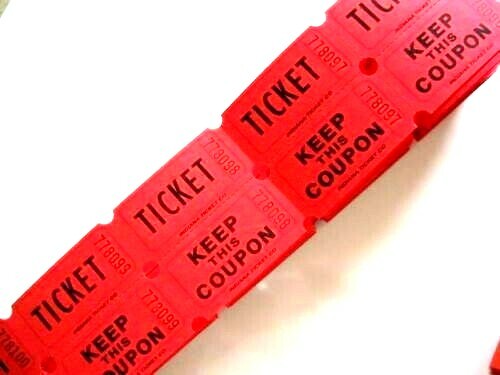 Raffle Tickets 50 Flat Double Stub 50//50 Keep This Coupon Carnival Festival