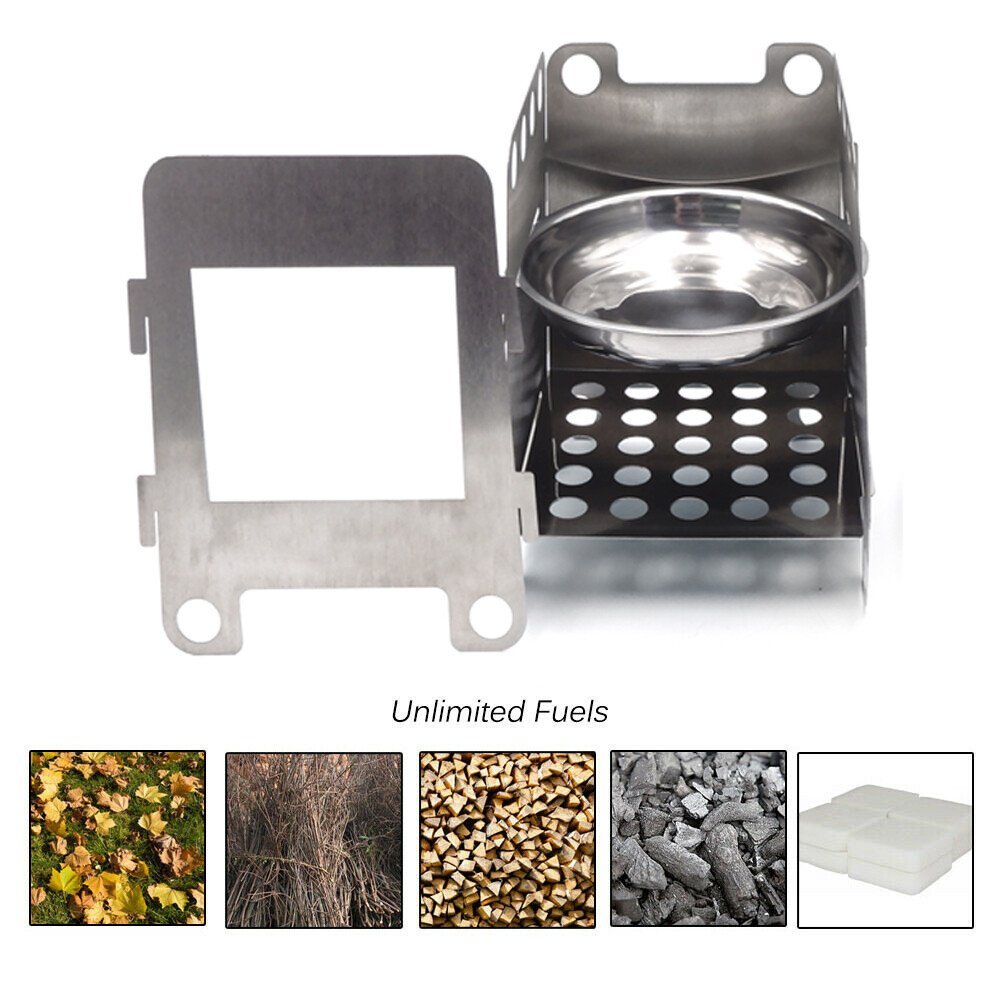 Diret Folding Wood Stove Pocket Alcohol Stove Outdoor Cooking Camping Backpackin