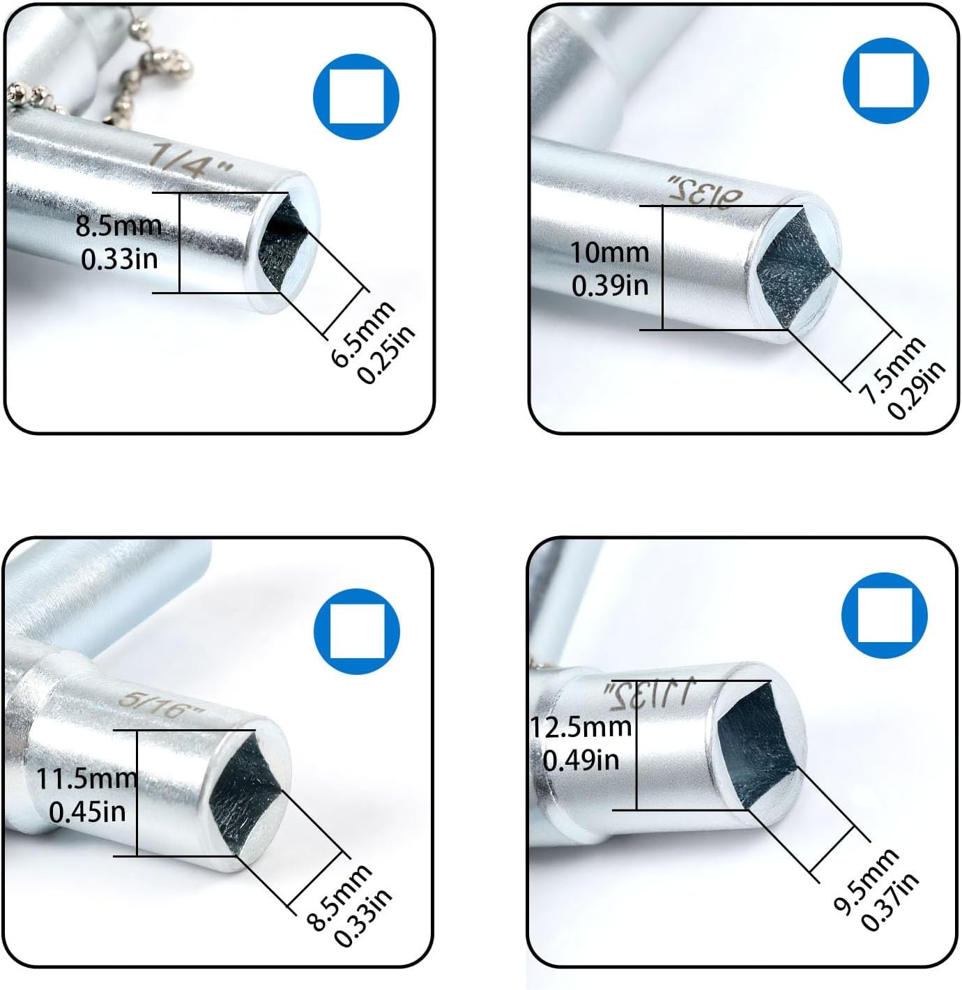 Multi-Functional 4 Way Sillcock Key Set, 2-Pack Utility Water Key for Valves