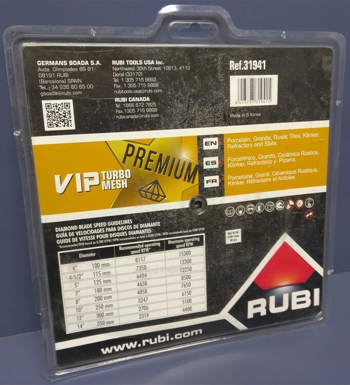 Rubi Tools VIP Turbo Mesh 10" Diamond Blade, Ref. 31941