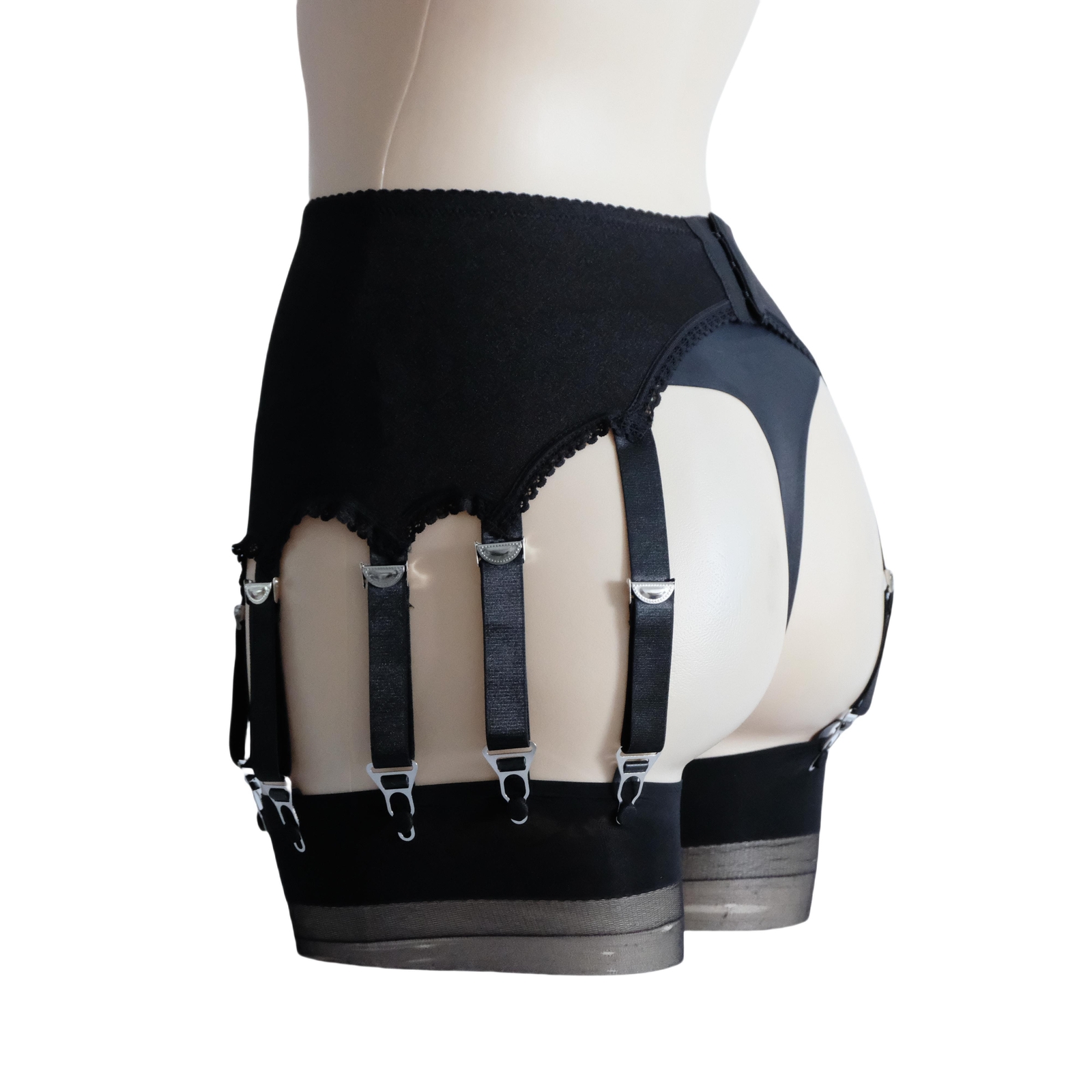 Luxallacki Classic Silky Satin 12 Straps Garter Belt Metal Clips Underwear