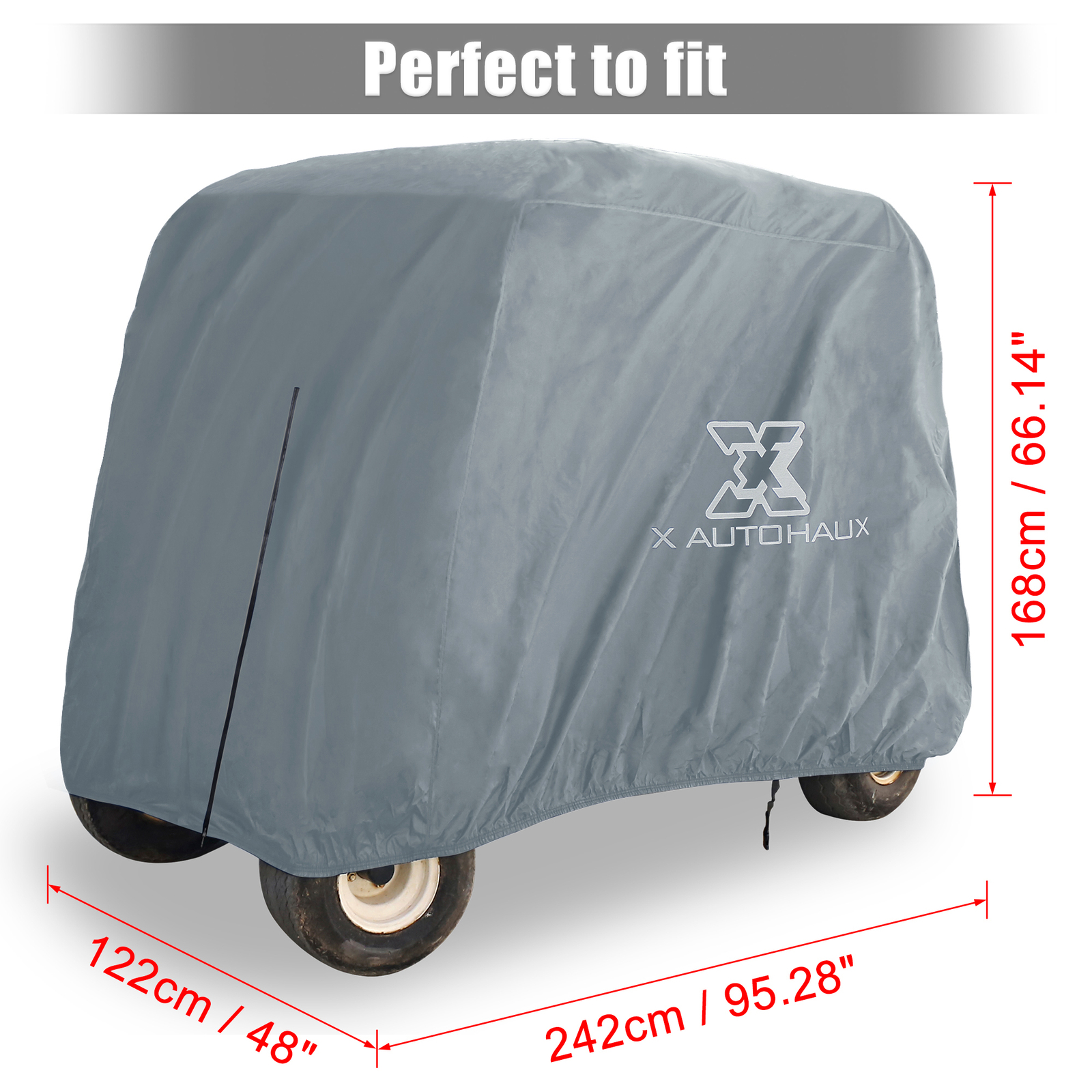 2 Passenger Golf Cart Covers 400D Sunproof Golf Cart Protective Cover Gray