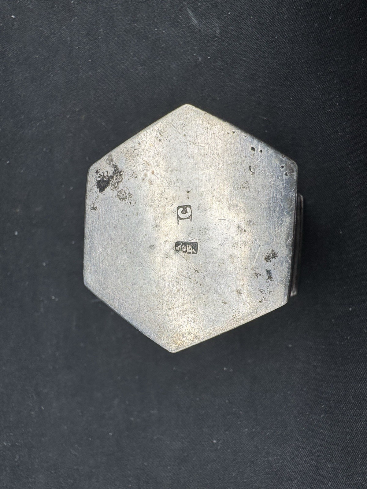 Antique Chinese Export Sterling Silver Salt Cellar w/ Glass Insert