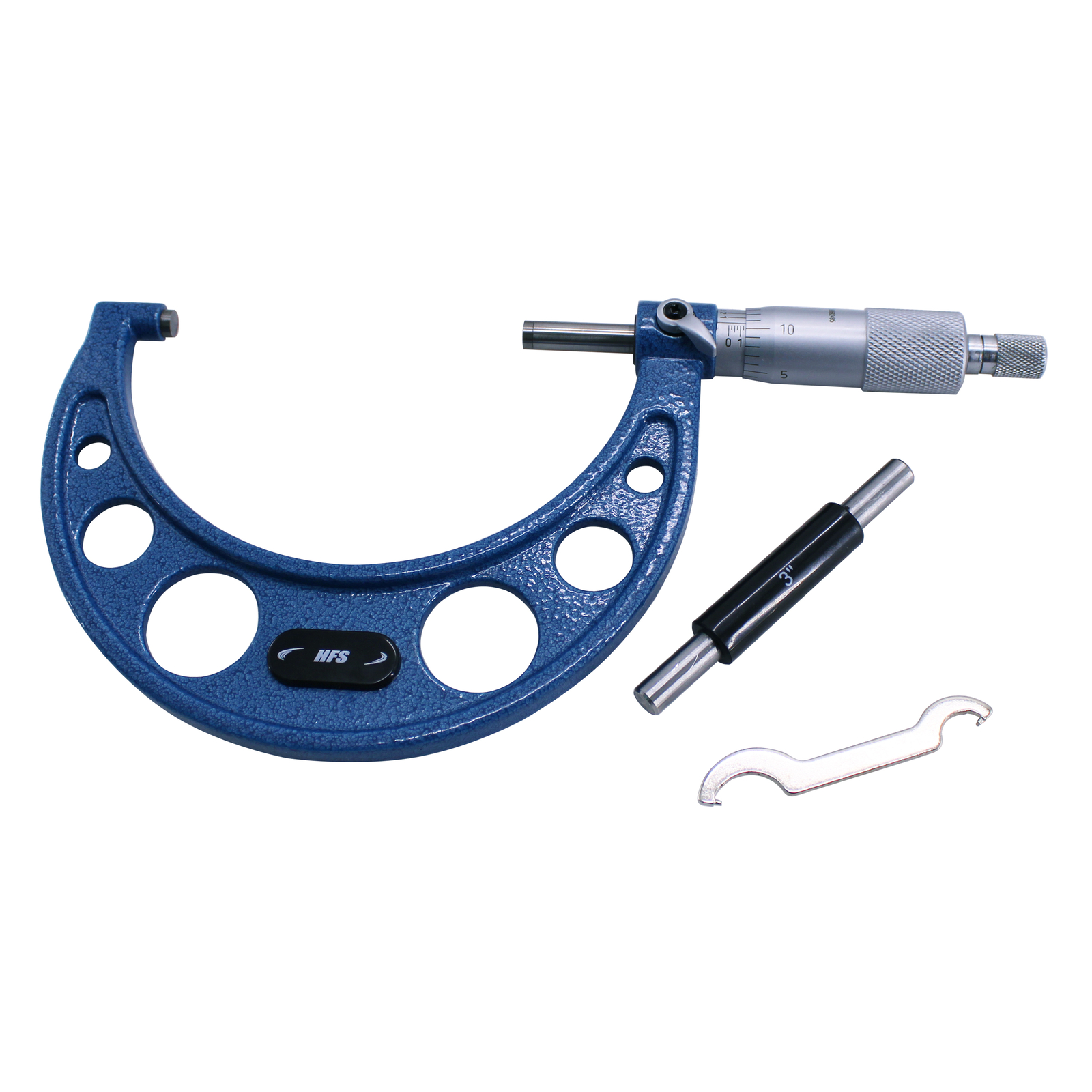 HFS(R) 3-4"x0.0001" Solid Metal Frame Outside Micrometer(Plastic Case)