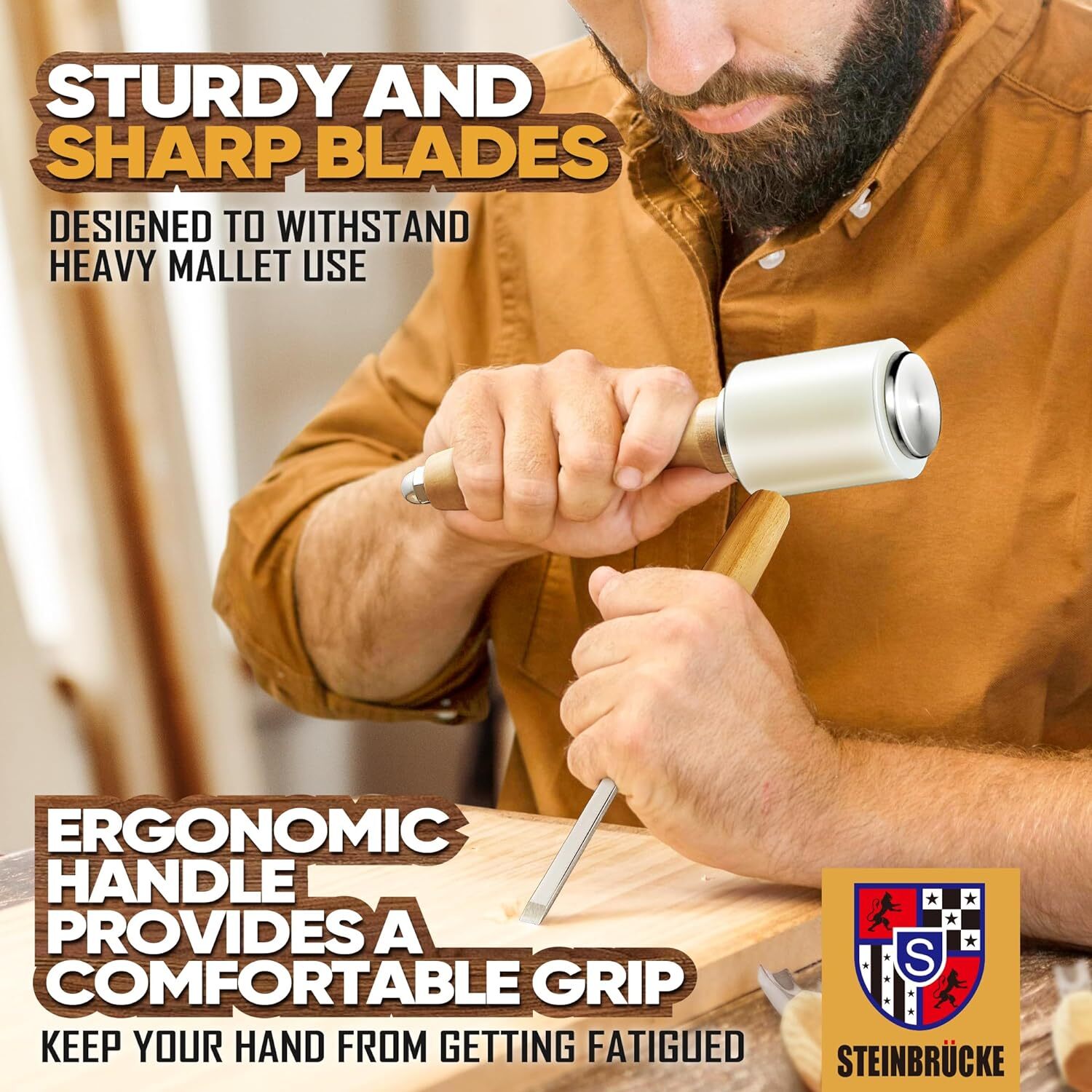 Wood Carving Tools Set of 12 Chisels and Wood Mallet with Canvas Case Gouges