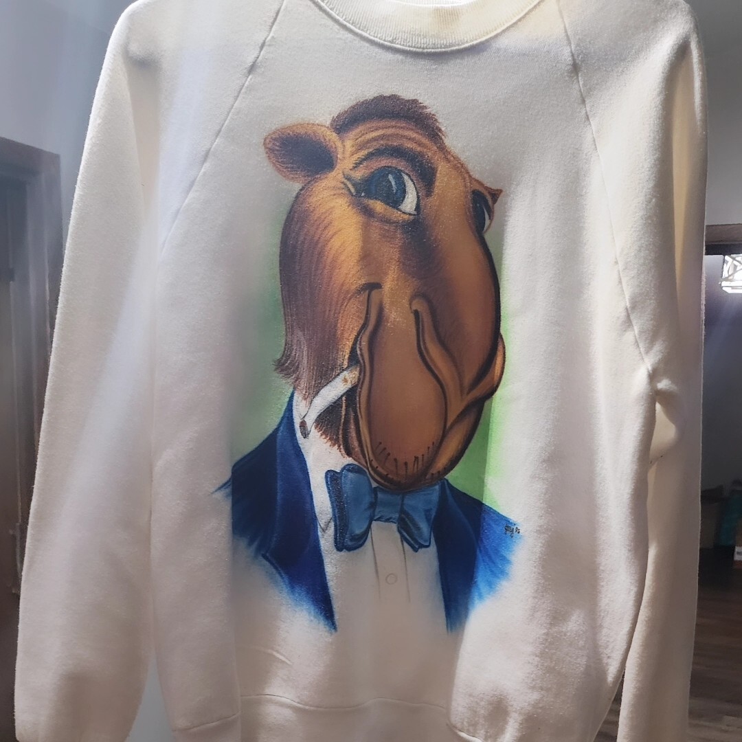 Vintage JOE CAMEL Airbrush Paint Sweatshirt 1996 By JERRY SMOOTH CHARACTER LARGE