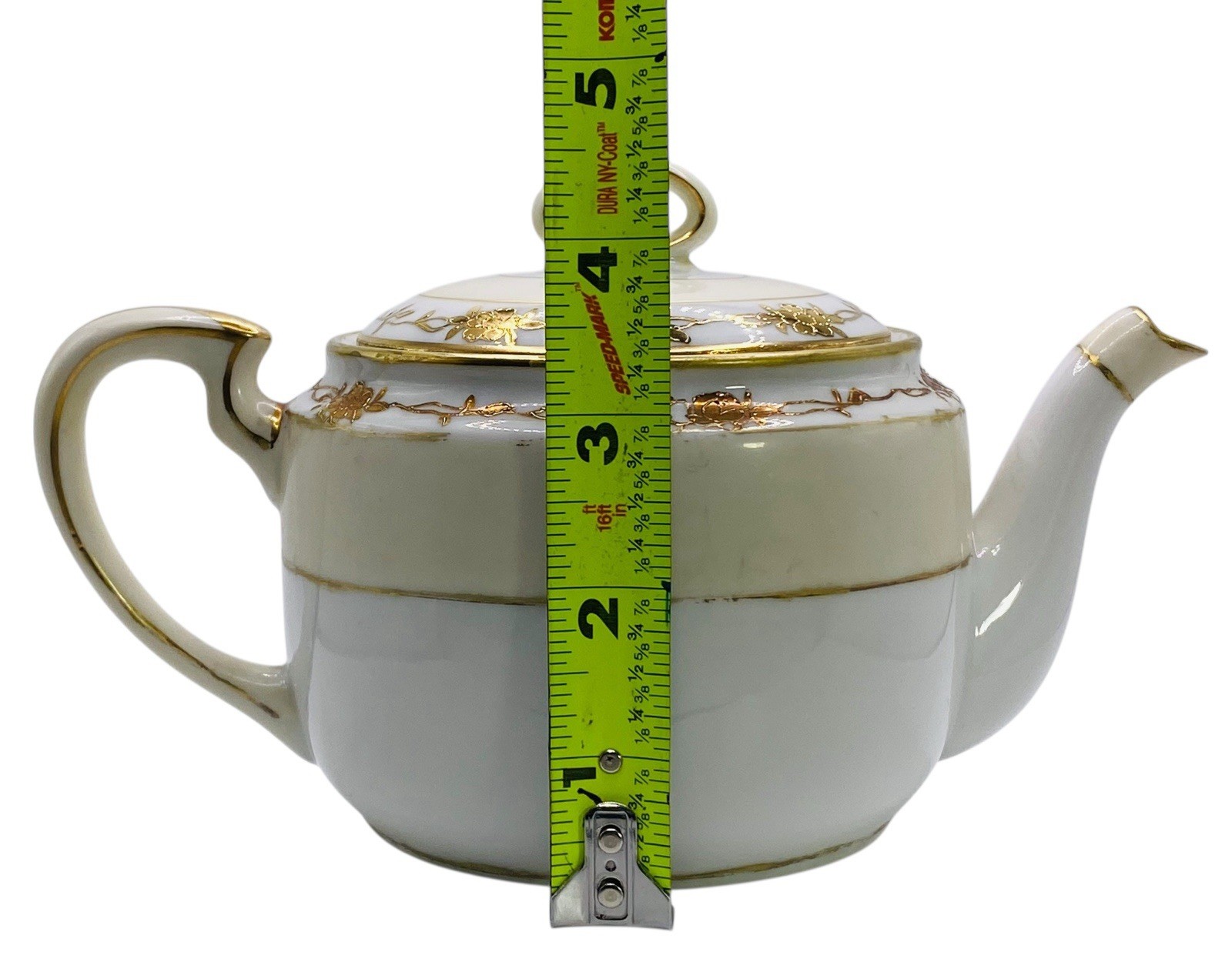 Handpainted Nippon Teapot Lid Creamer Sugar Bowl Lid Beige Gold Gilt Trim Floral