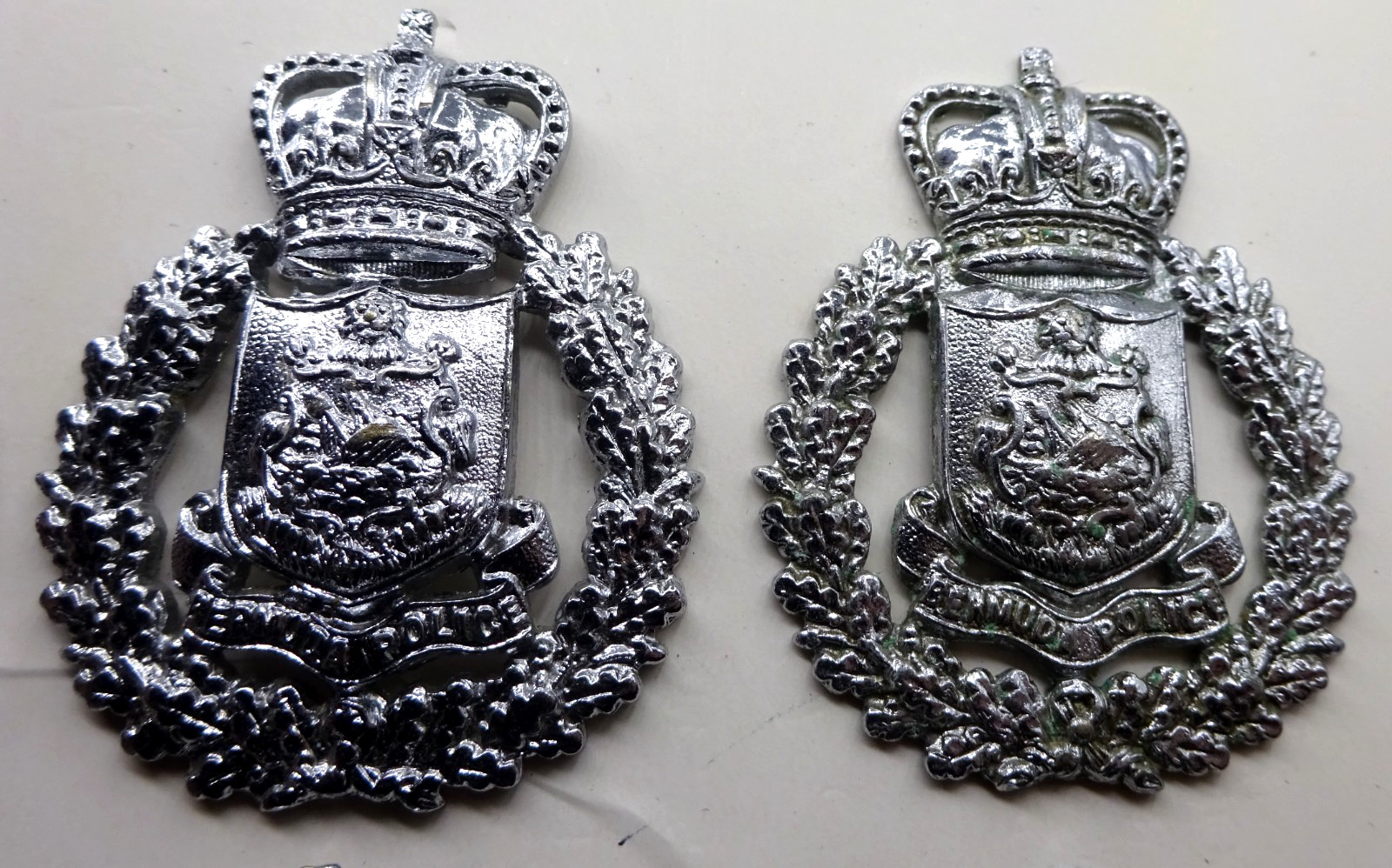 8 Vintage / Obsolete Cap Badges - 1960's-70's Bermuda Police Service + Reserves