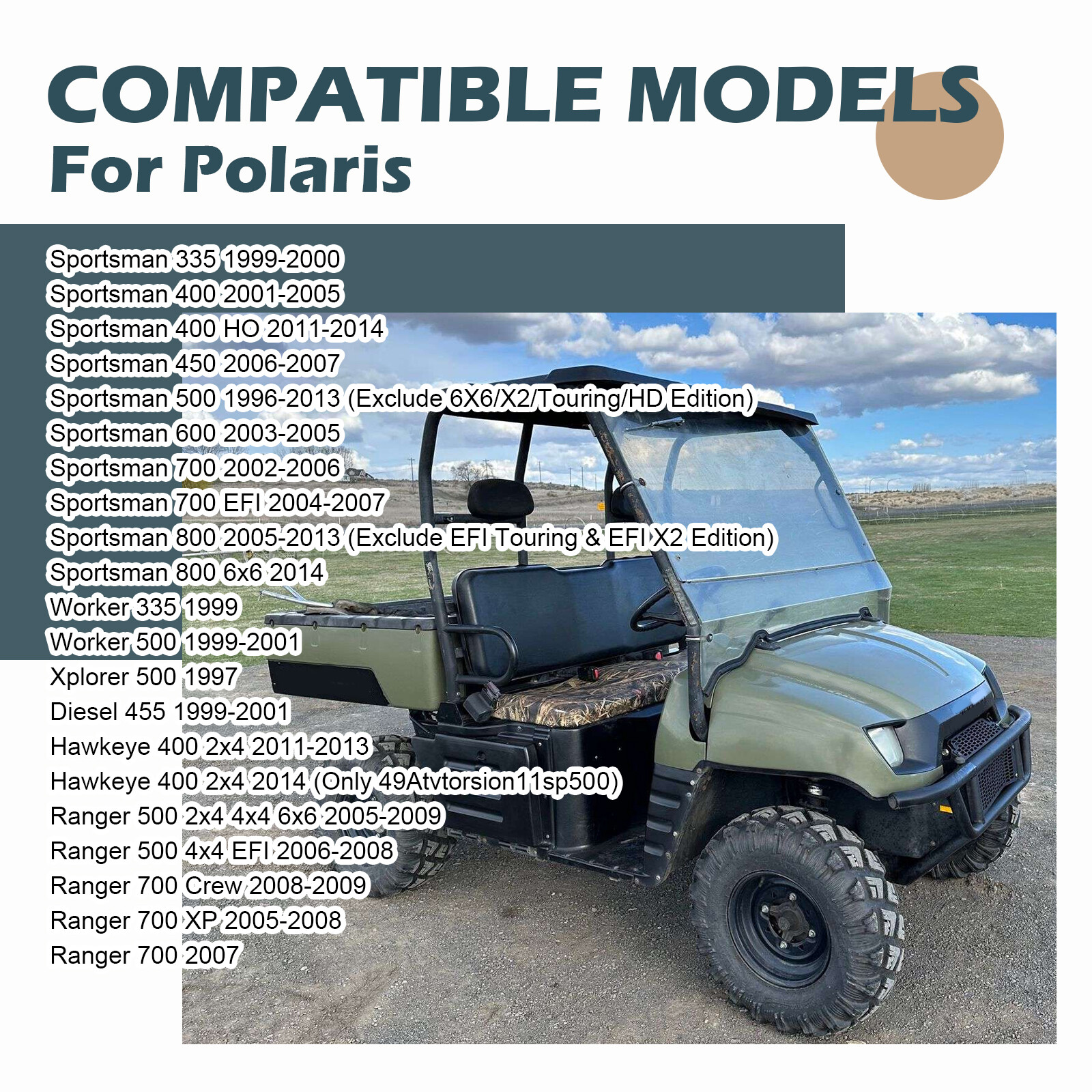 1996-2013 For Polaris Sportsman 500 Ho 4x4 Rear Torsion Bar Bushing Kits (PAIR)