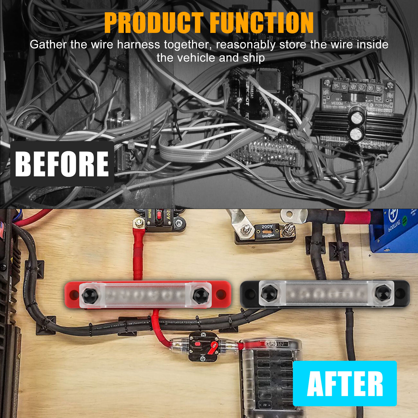 6 Way Bus Bar Power Distribution Terminal 150A Screws Battery Block for Car Boat