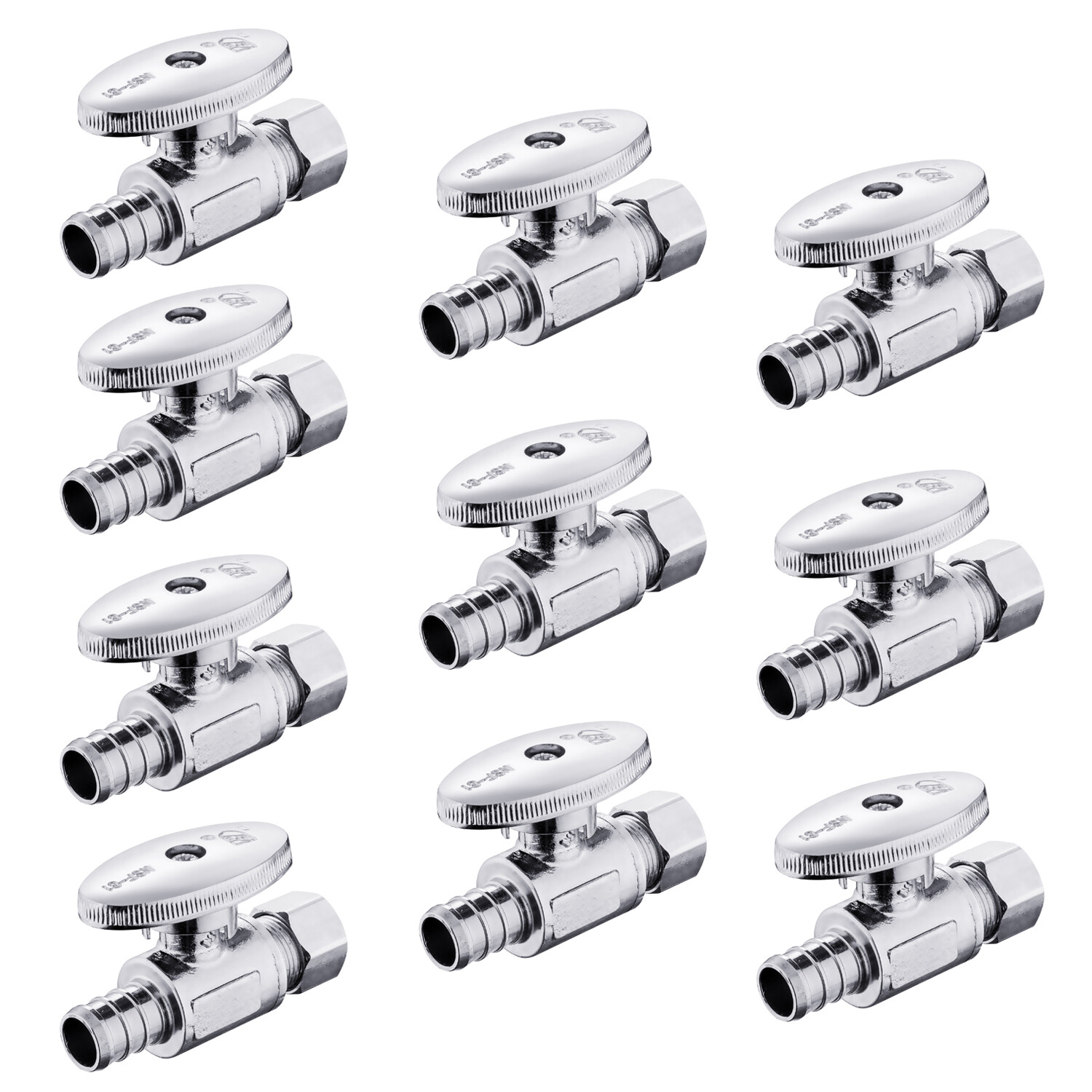 EFIELD  10 PCS  1/2" PEX X 3/8"OD BRASS 1/4 TURN STRAIGHT STOP VALVE , LEAD-FREE