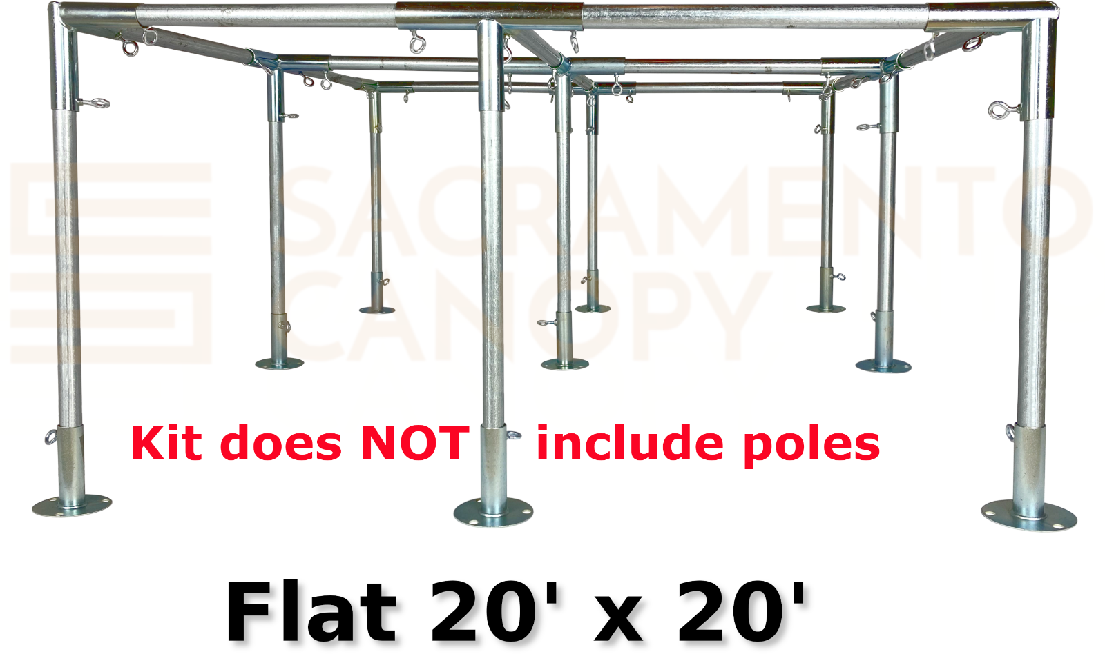 20' Wide Flat Roof Canopy Fittings Kits, DIY Metal 1" EMT Carport Frame Parts