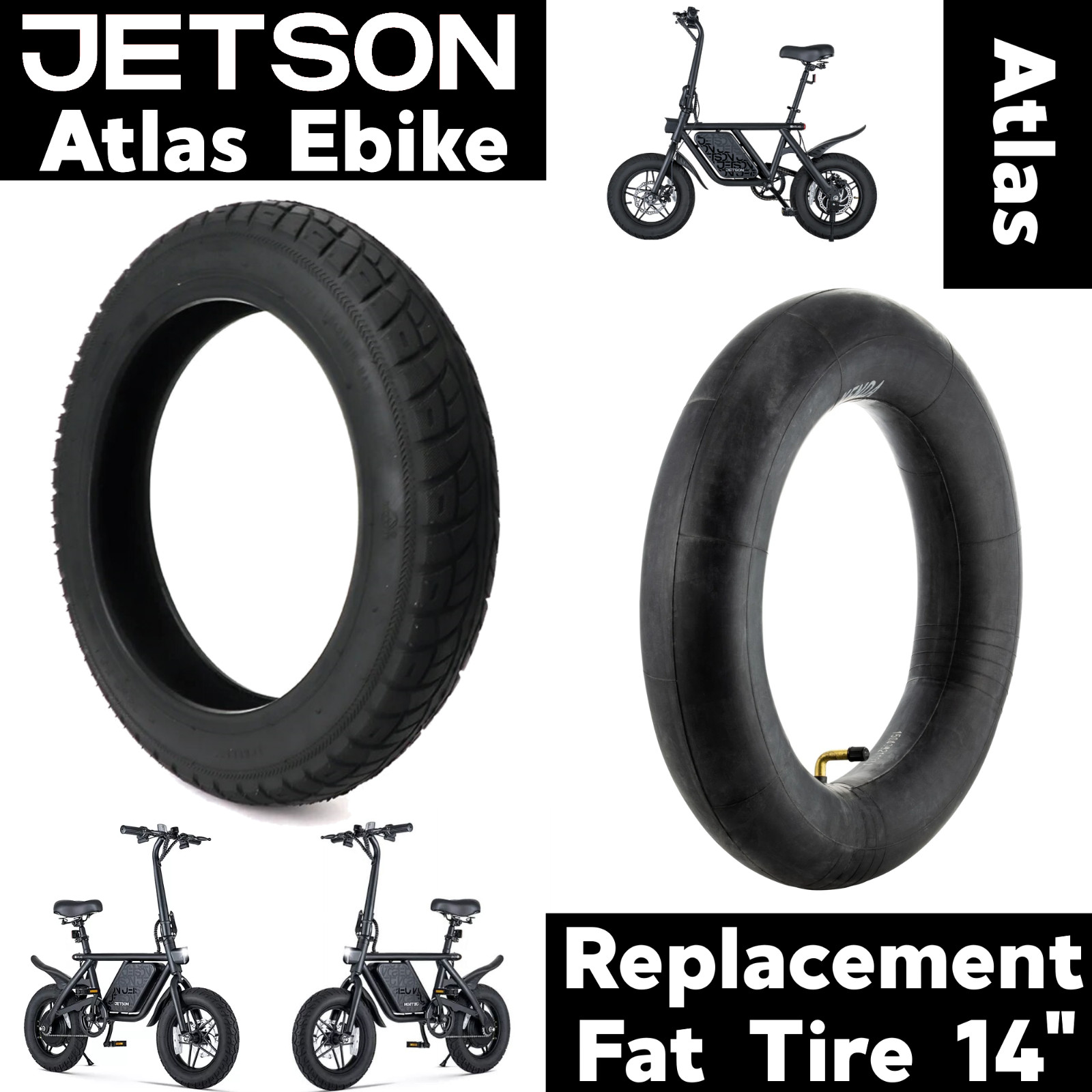 Jetson ATLAS 14in Fat Tire Replacement / Inner Tube / Rear or Front / eBike