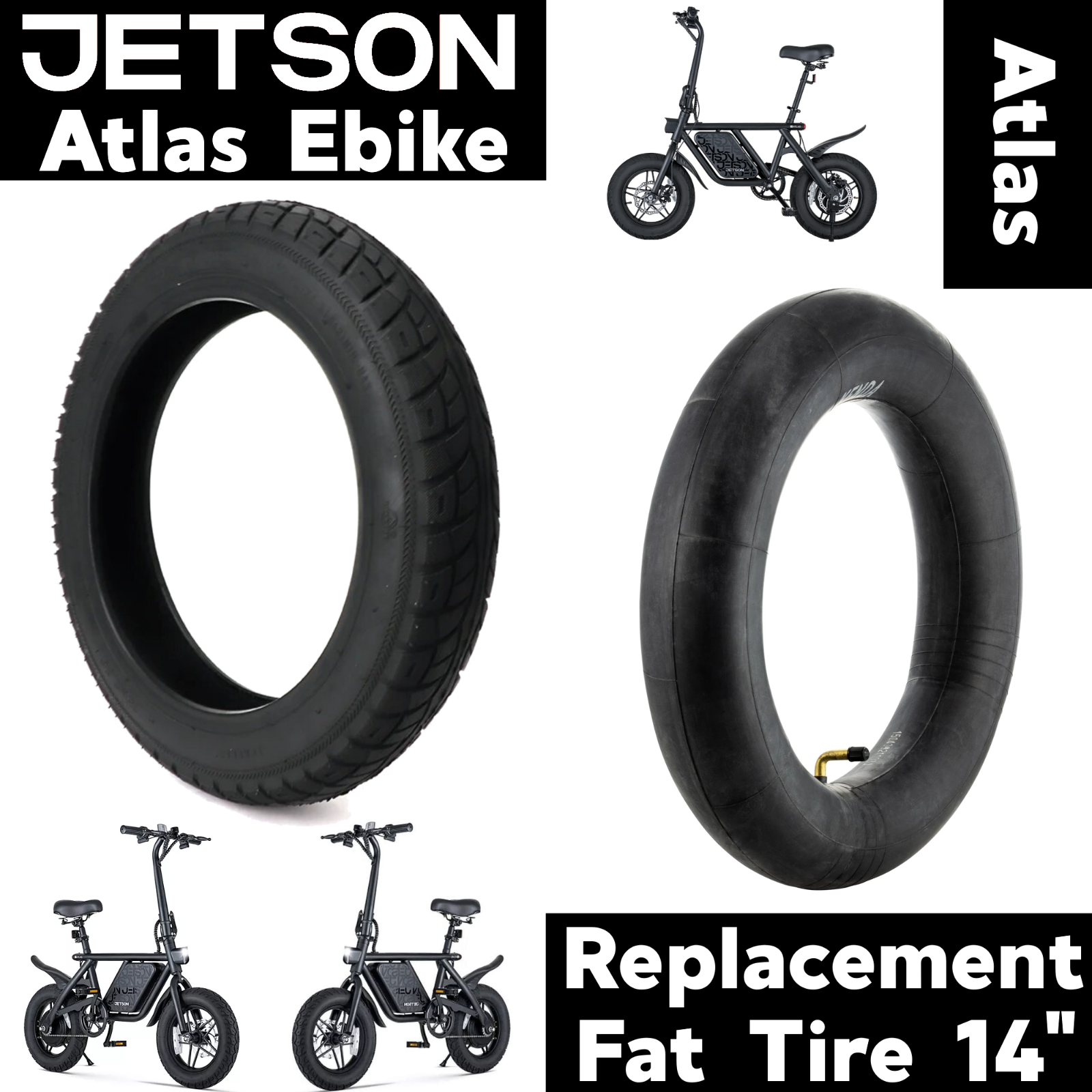 Jetson ATLAS 14in Fat Tire Replacement / Inner Tube / Rear or Front / eBike