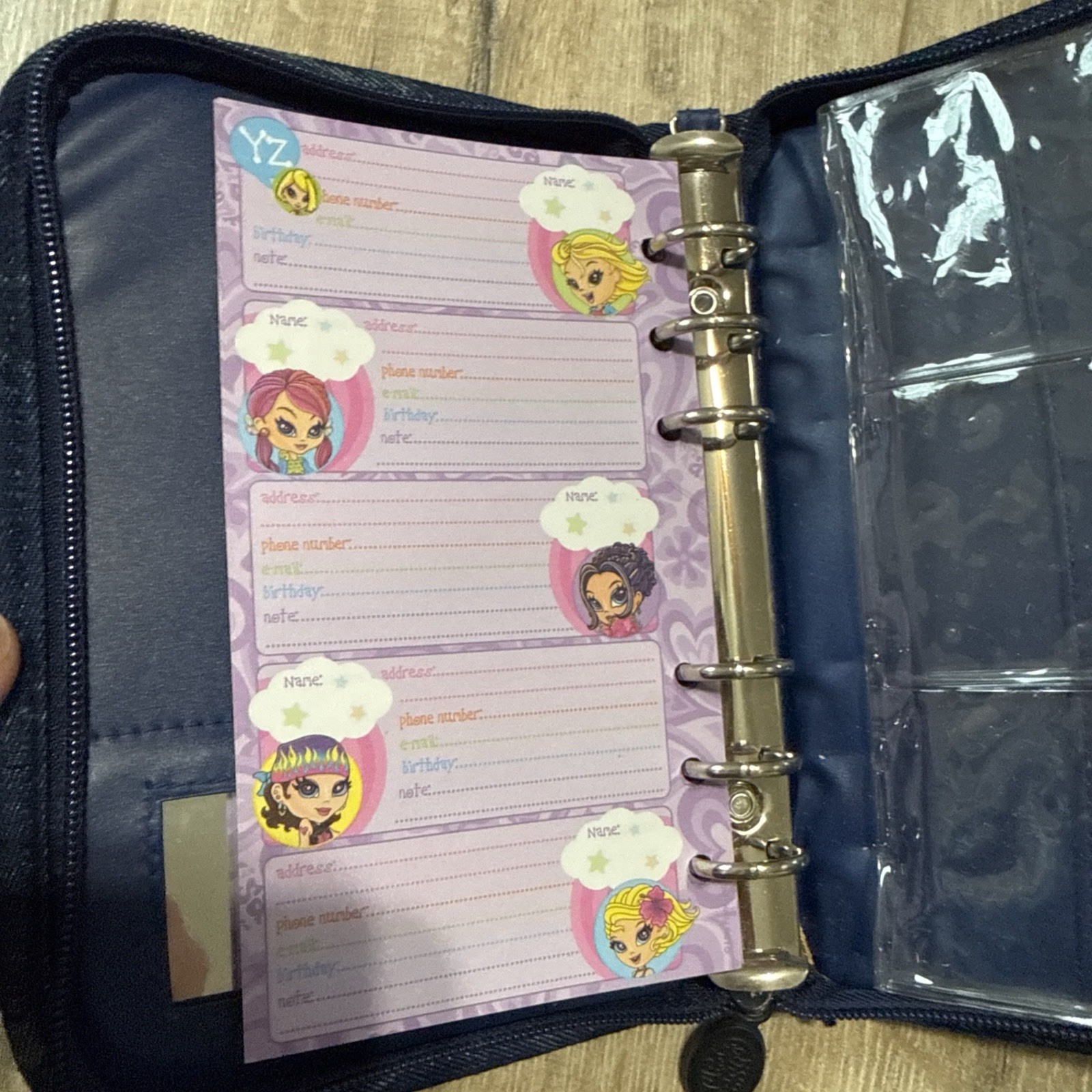 VTG Lisa Frank Purse Planner Smiley Face Rainbows Denim Agenda Wallet 90s Y2K