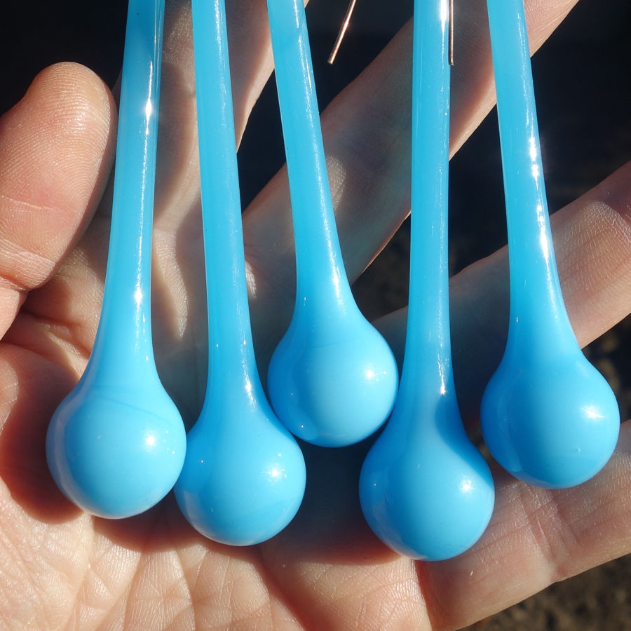 18 "Marble" Opaline Blue art glass lamp chandelier gilt sconce part 3.75" prism