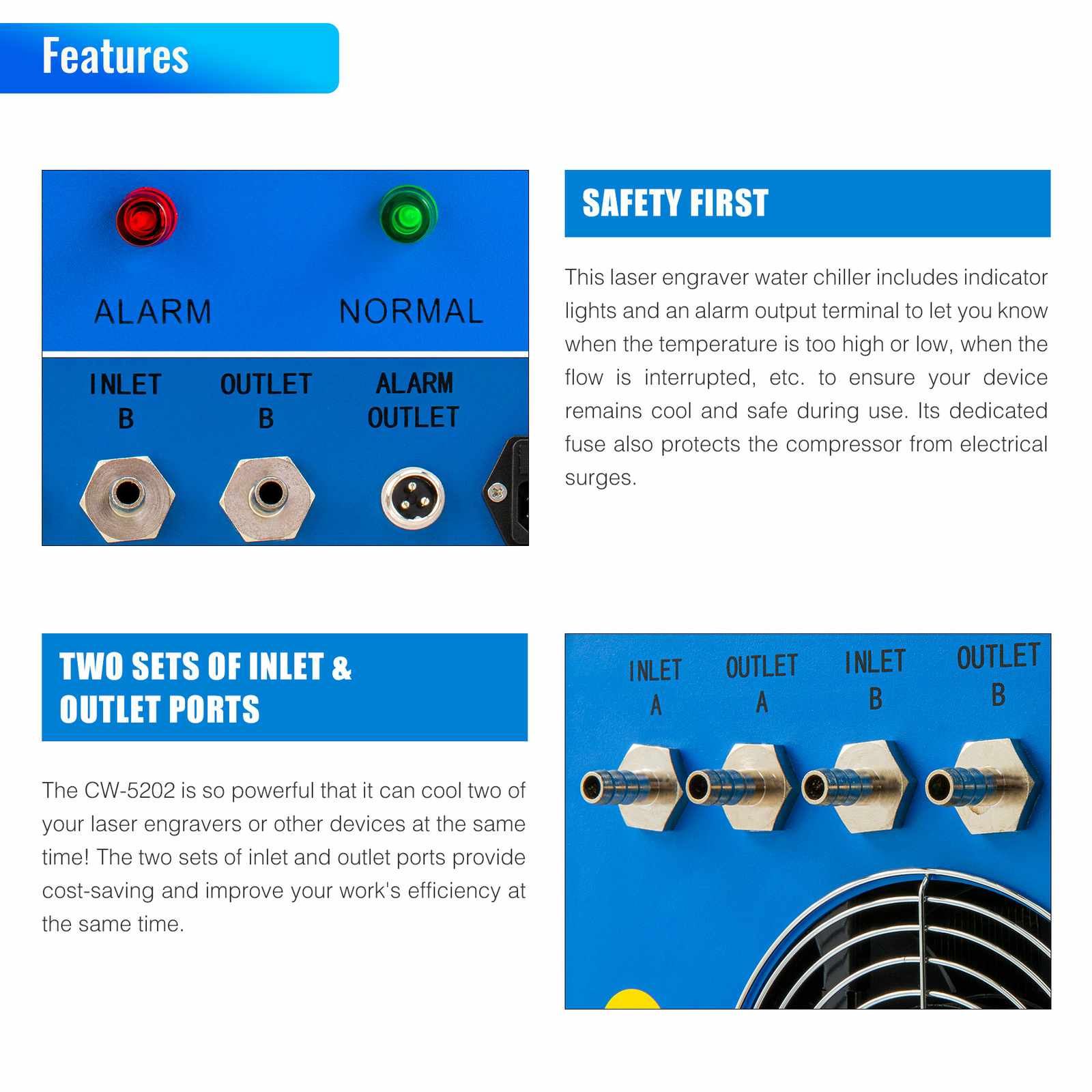 OMTech Water Chiller CW6000 5202 5200 5000 3000 for CO2 Laser Cutter Engraver