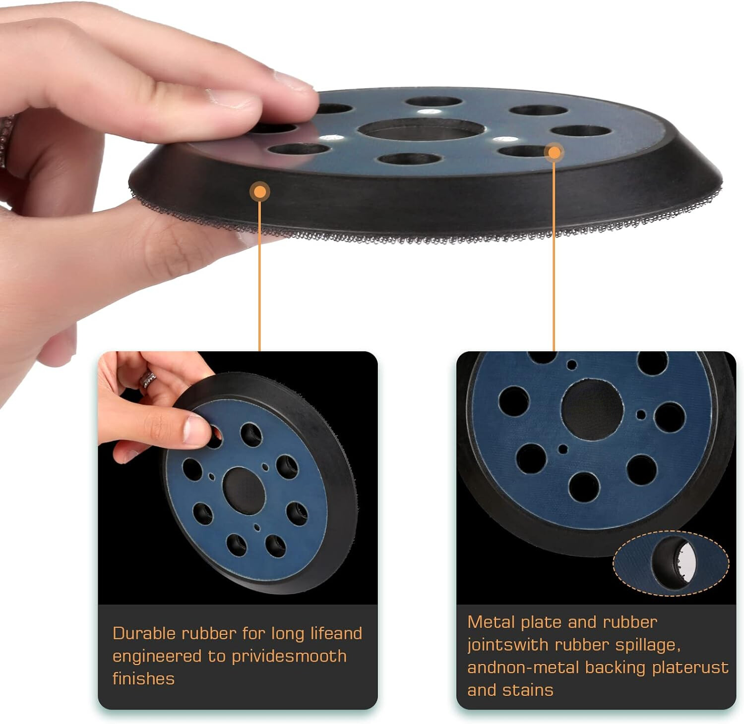 2x 5inch Orbital Sander Replacement Pad Hook Loop for Dewalt/Makita/Porter Cable