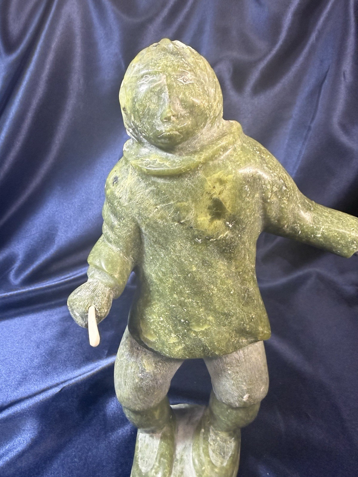 Inuit Tribal Soapstone/Serpentine Hand Carved Signed Sculpture, a Hunter Canada