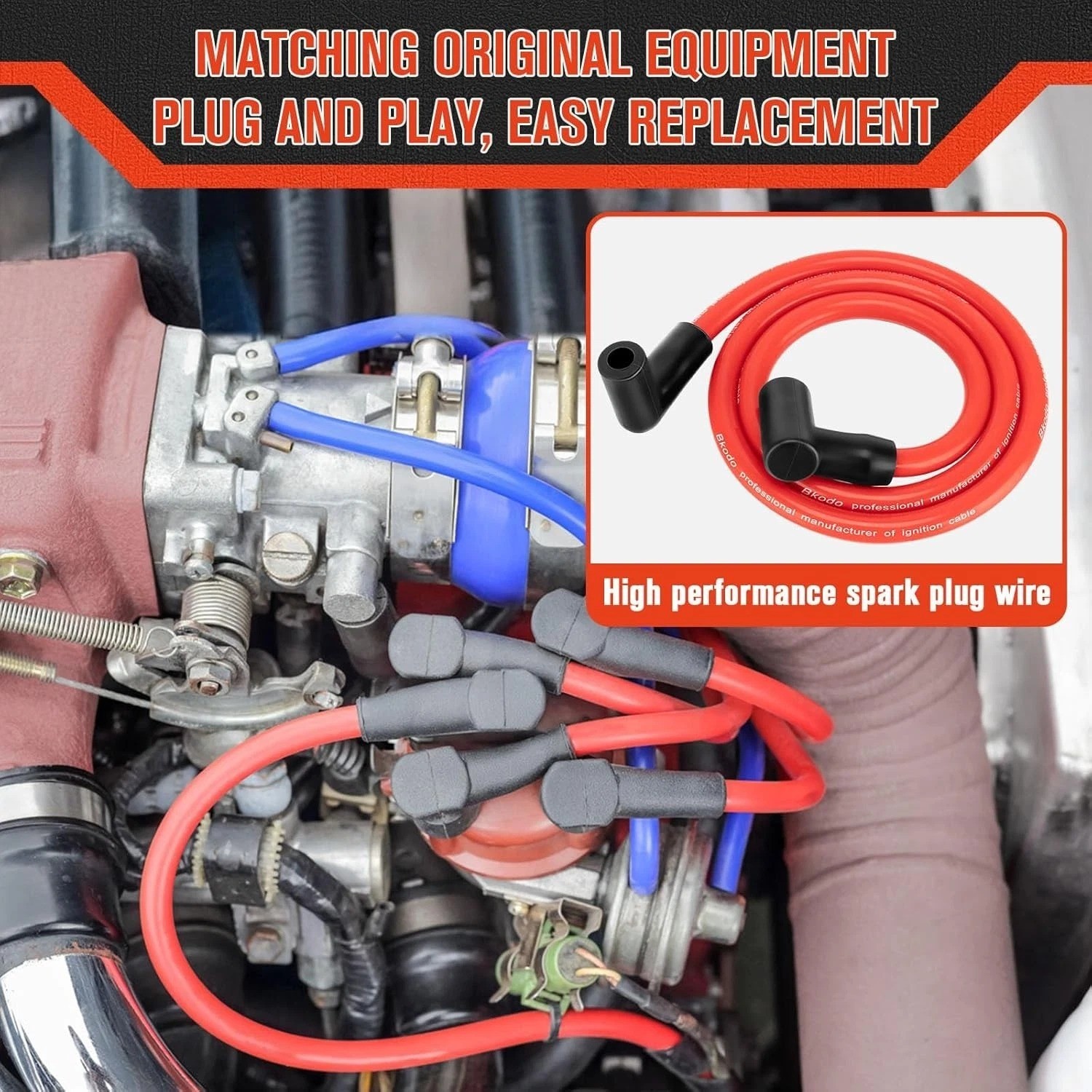 10.5mm High Performance Spark Plug Wire Set Fit for HEI BBC SBC 350... Fast Ship