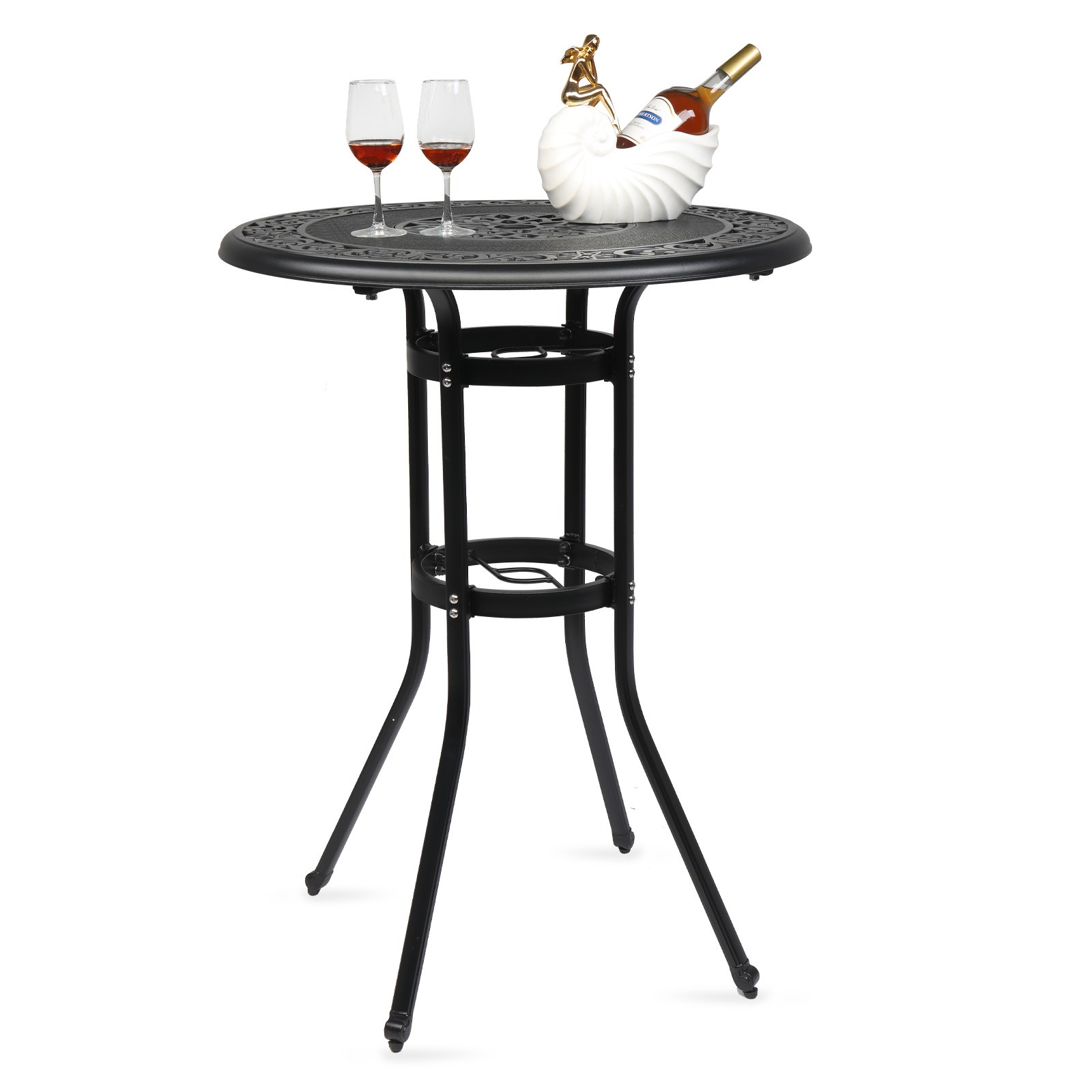 41in Tall Outdoor Bistro Table Round Patio Bar Table for Garden Patio Poolside