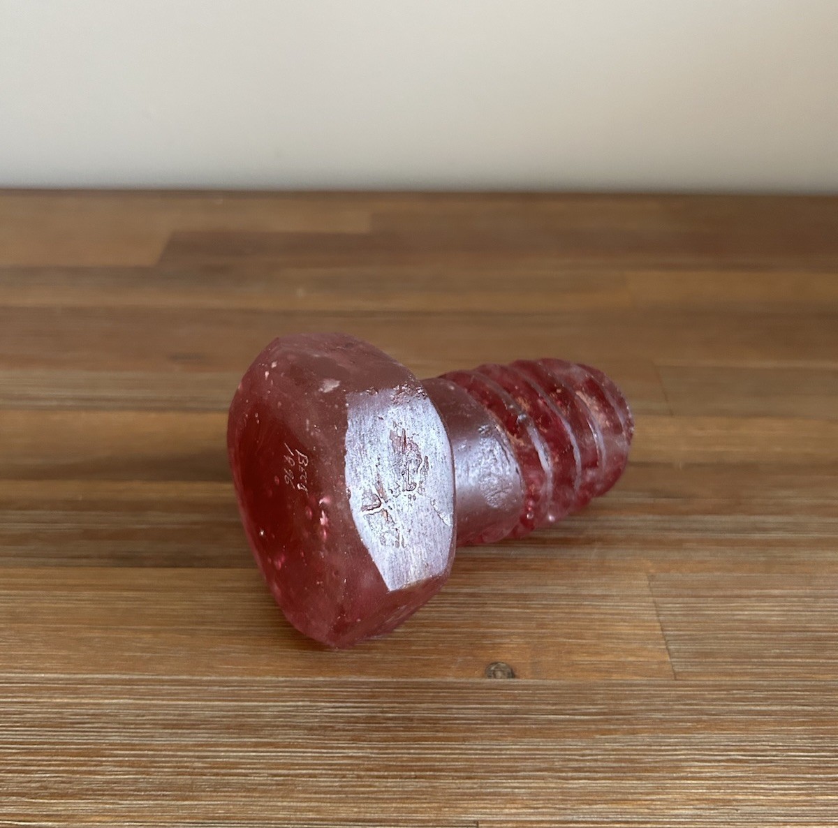 Rare Vintage 1996 Rick Beck Studio Art Glass Solid Glass Screw Sculpture Red