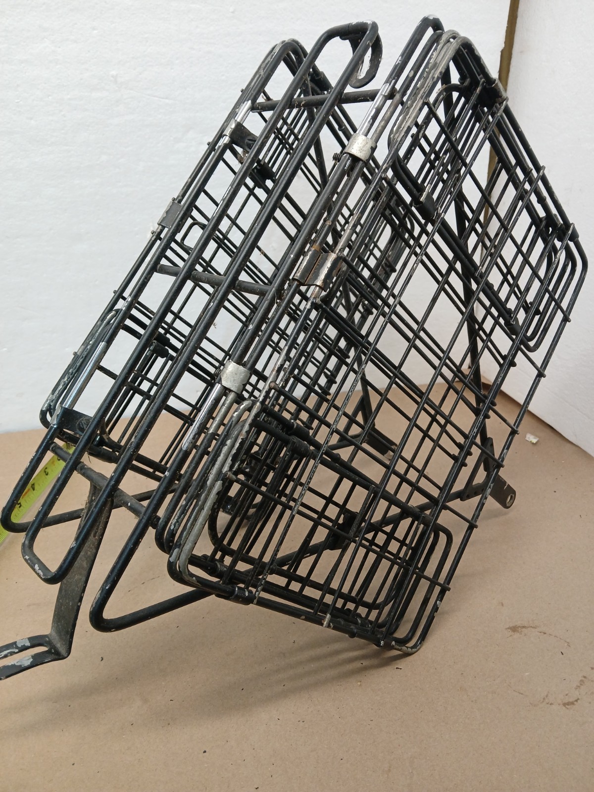 Vintage Folding Bicycle Rear Wire Pannier Cargo Basket Rack Black Metal