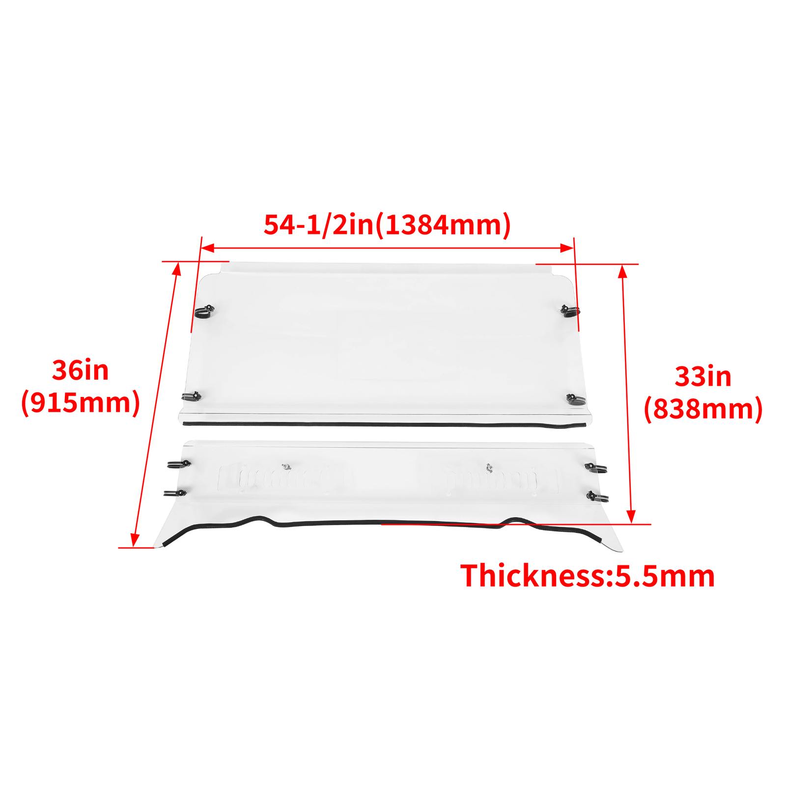 Clear Front Vented Windshield For Polaris Ranger XP 500/ 700 800/ 570 Full Size