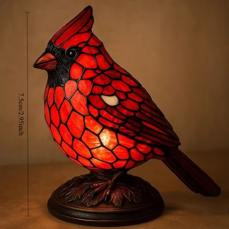 Cardinal Lamp Red Resin Birds Night Light Handmade Resin Table Lamp W/batteries