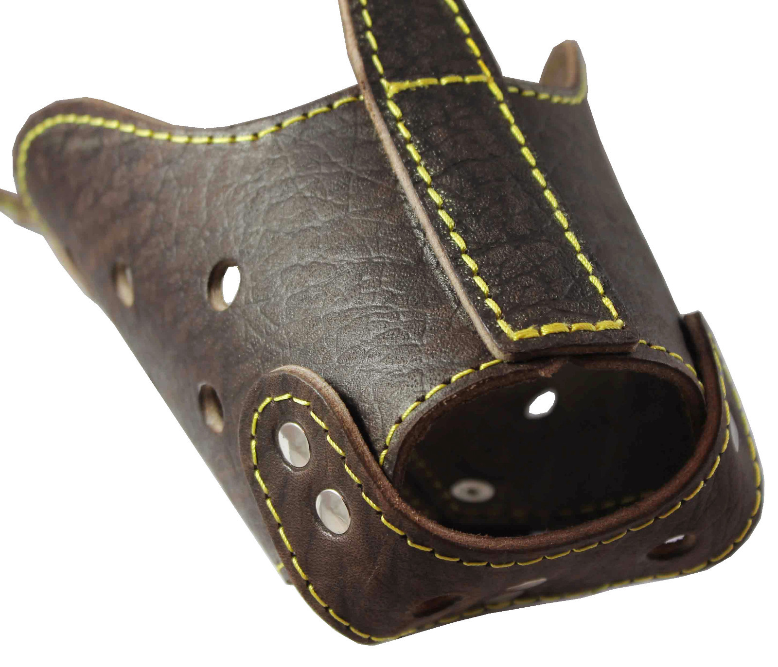 Secure Basket Real Leather Cage Dog Muzzle 13.7"-4.7" snout size German Shepherd