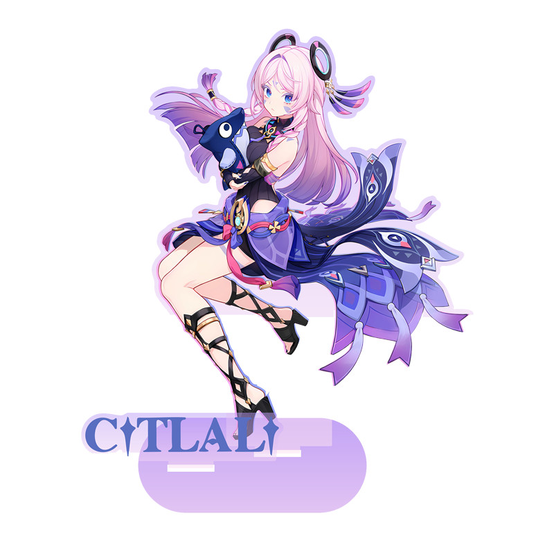 Genshin Impact Citlali Anime Badge Stand Plate Keychain Coloured Paper Set Gift