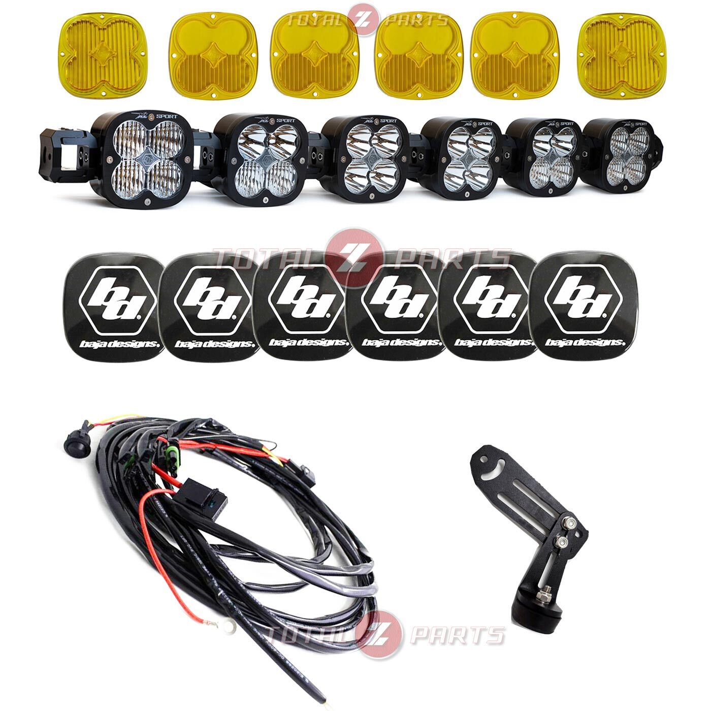 Baja Designs 6 XL Linkable LED Universal Light Bar, Amber Lenses, Wiring, Covers