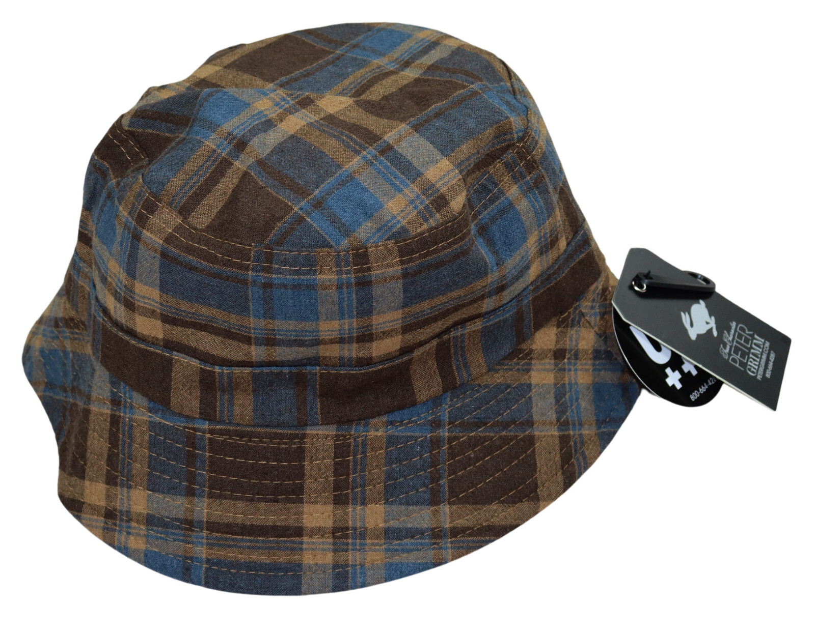 Peter Grimm Niki Plaid UV Protection Bucket Hat OSFM NWT Brown Multi