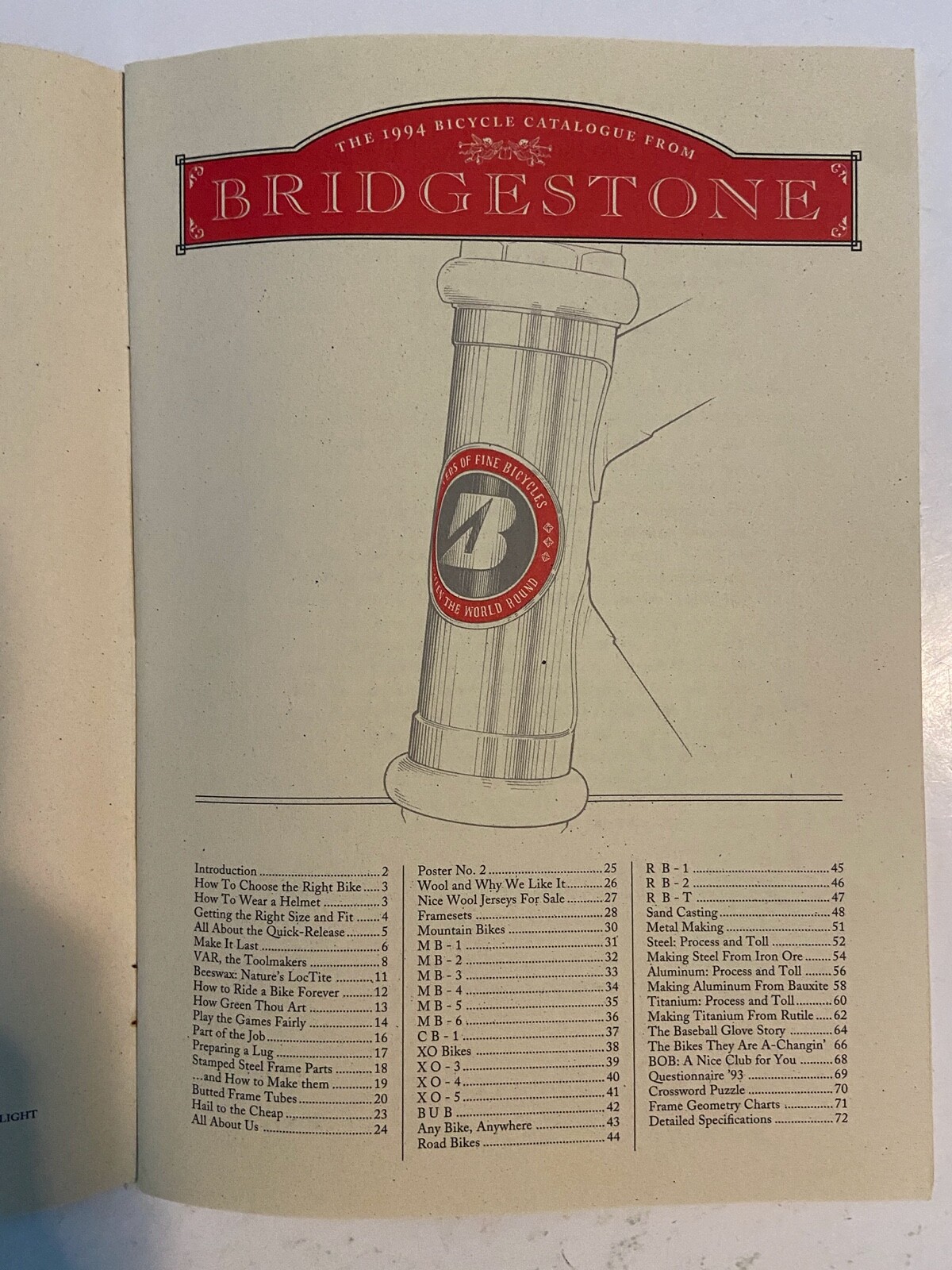 The 1994 Bridgestone Bicycle Catalog ~ Vintage ORIGINAL NOS Makers Fine Bicycles