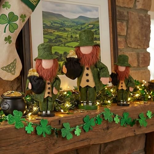 3 Pcs St. Patrick's Day Leprechaun Table Decoration Irish Leprechaun for Table