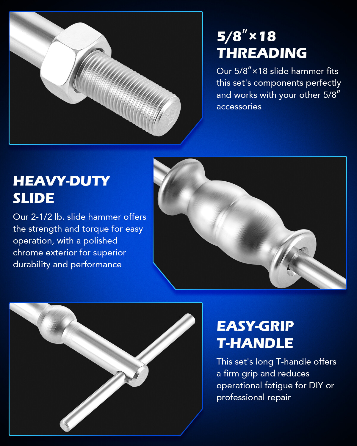 OMT 8pc Slide Hammer Rear Axle Puller Set Seal Remover Bearing Removal Tool Set